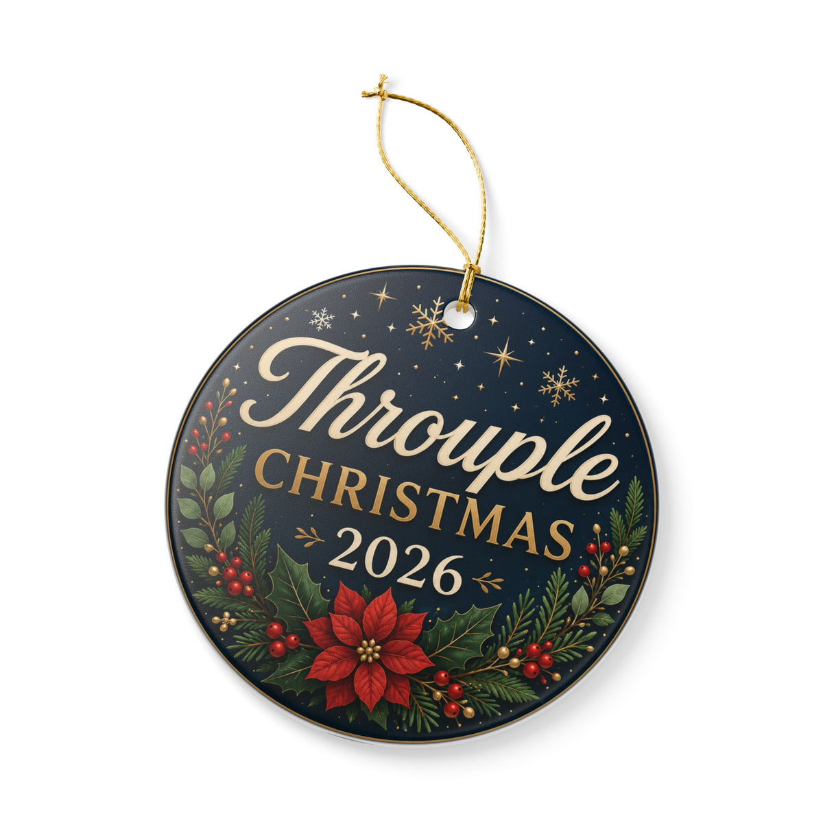 Throuple Christmas 2026 Ceramic Ornament | Elegant Polyamory Christmas Gift | LGBTQ+ Holiday Ornament | Throuple Keepsake