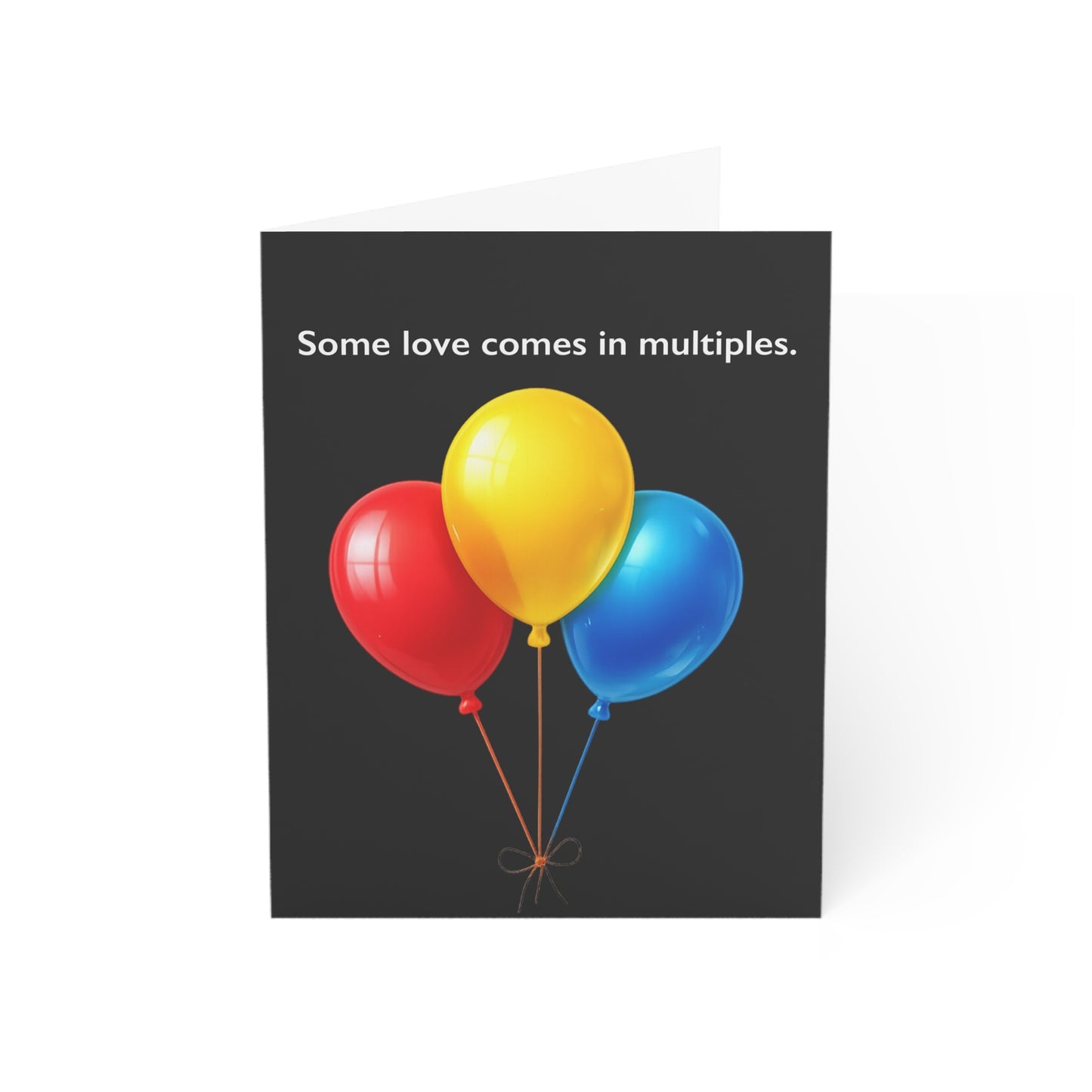 Some love comes in multiples balloon trio Greeting Card | Happy Birthday Inside | Throuple Celebration Card