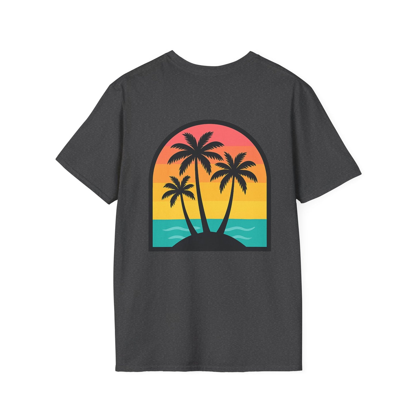 Sunset Palm Trees T-Shirt | Tropical Island Sunset Tee | Throuple Tee Shirt