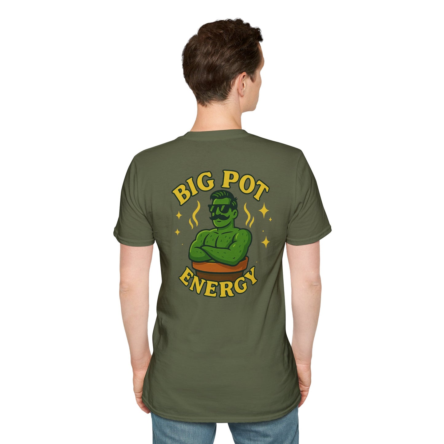 Big Pot Energy T-Shirt | Funny Plant Pot Character | 2 Sided Men's T-Shirt Plant Lover