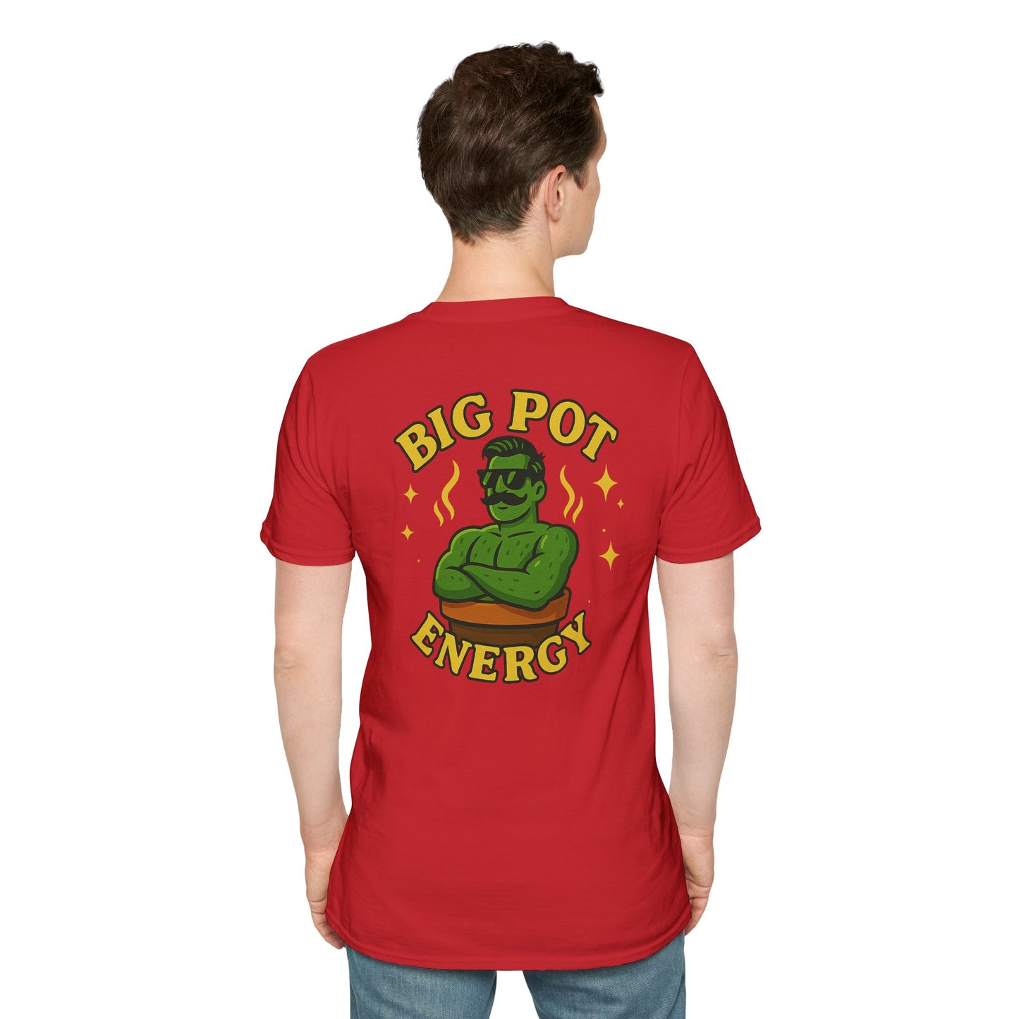 Big Pot Energy T-Shirt | Funny Plant Pot Character | 2 Sided Men's T-Shirt Plant Lover