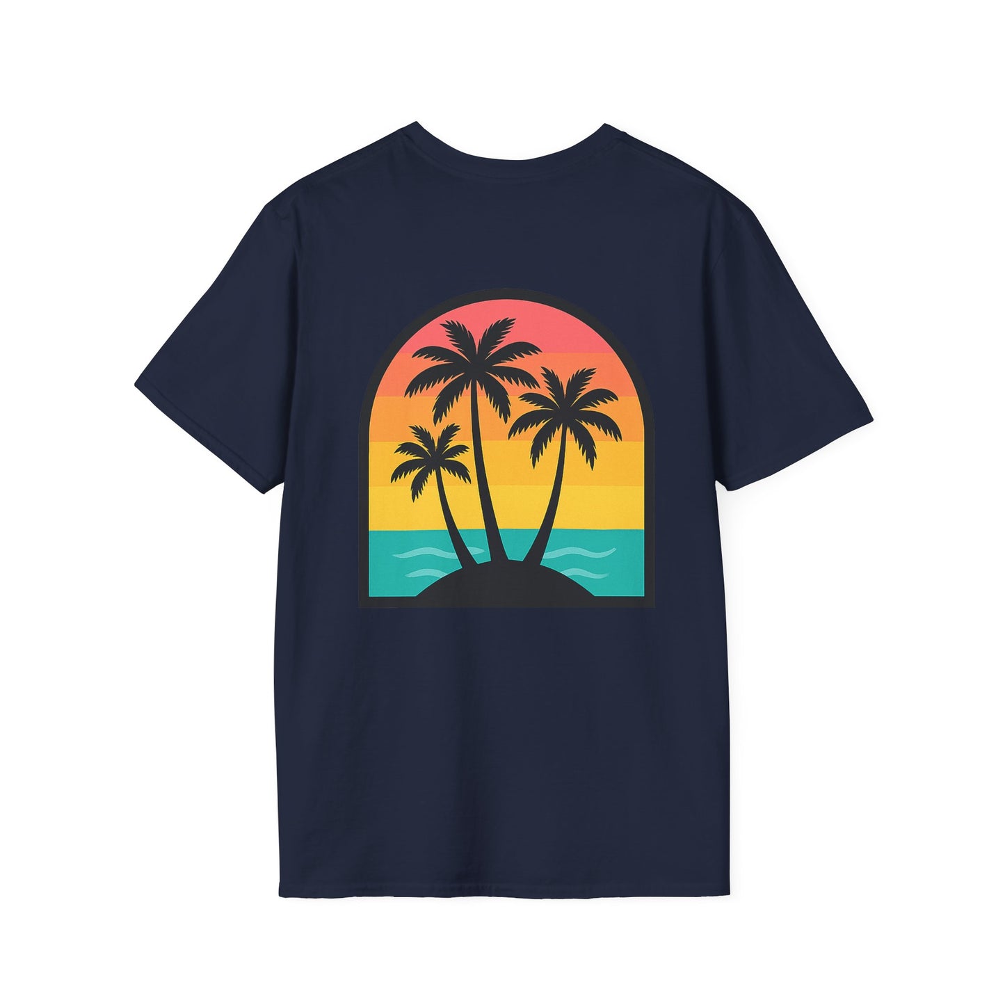 Sunset Palm Trees T-Shirt | Tropical Island Sunset Tee | Throuple Tee Shirt