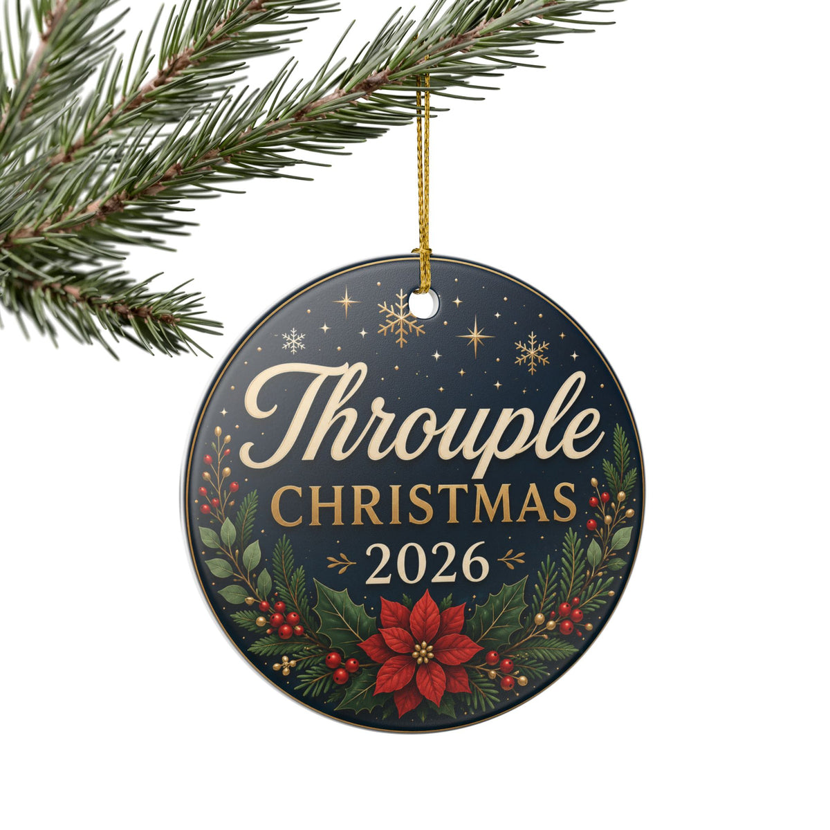 Throuple Christmas 2026 Ceramic Ornament | Elegant Polyamory Christmas Gift | LGBTQ+ Holiday Ornament | Throuple Keepsake