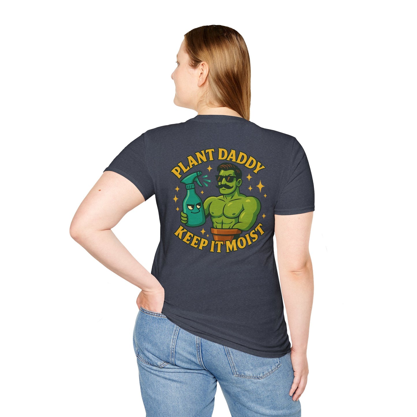 Plant Daddy Keep It Moist T-Shirt | Plant Care Humorous Graphic Tee | 2 Sided Men's T-Shirt Plant Lover