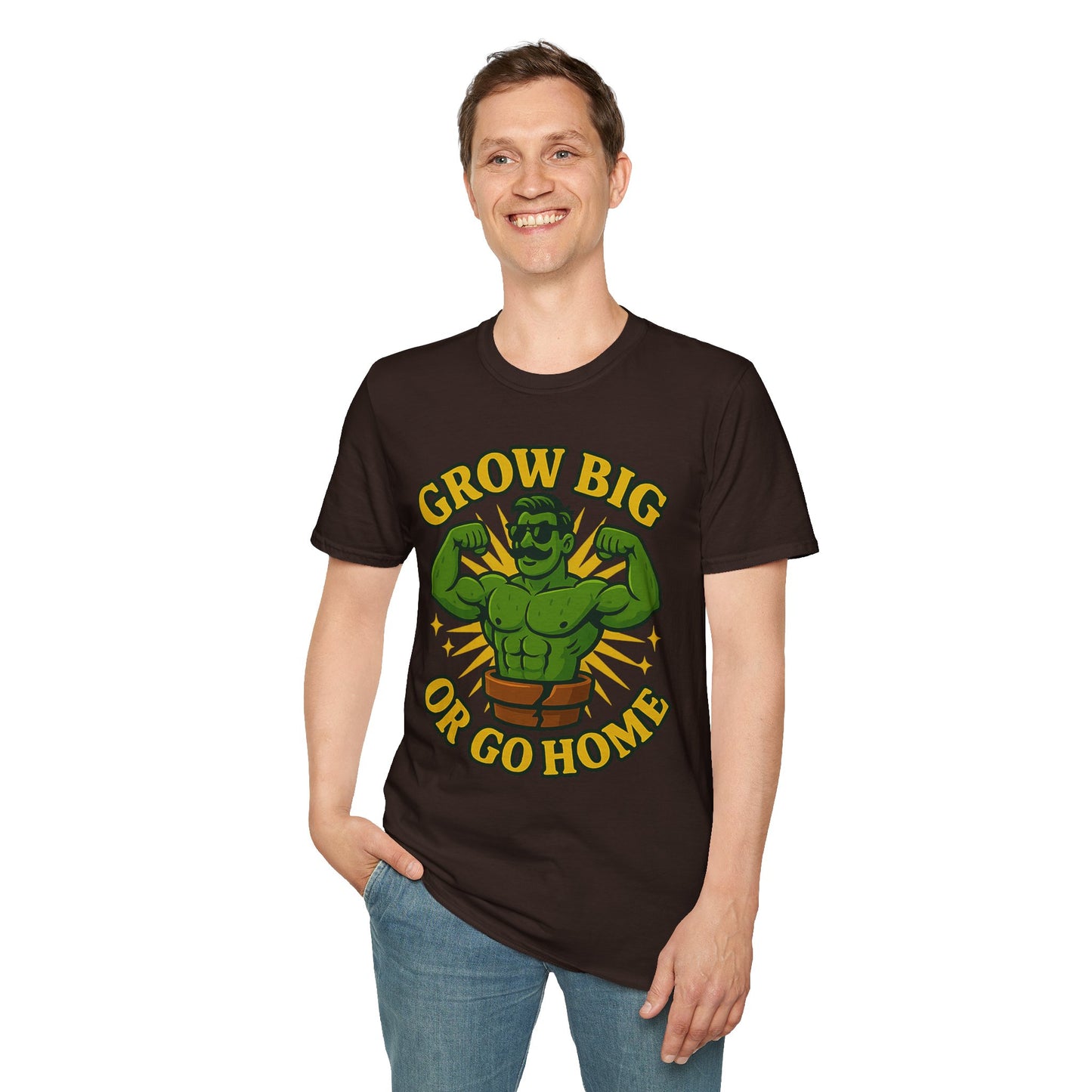 Grow Big or Go Home Plant Monster T-Shirt | Muscle Succulent Graphic Tee | Men's T-Shirt Plant Lover