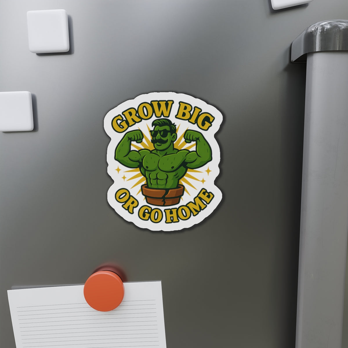 Grow Big Or Go Home Plant Muscle Man Die-Cut Magnet | Funny Plant Lover  Magnet