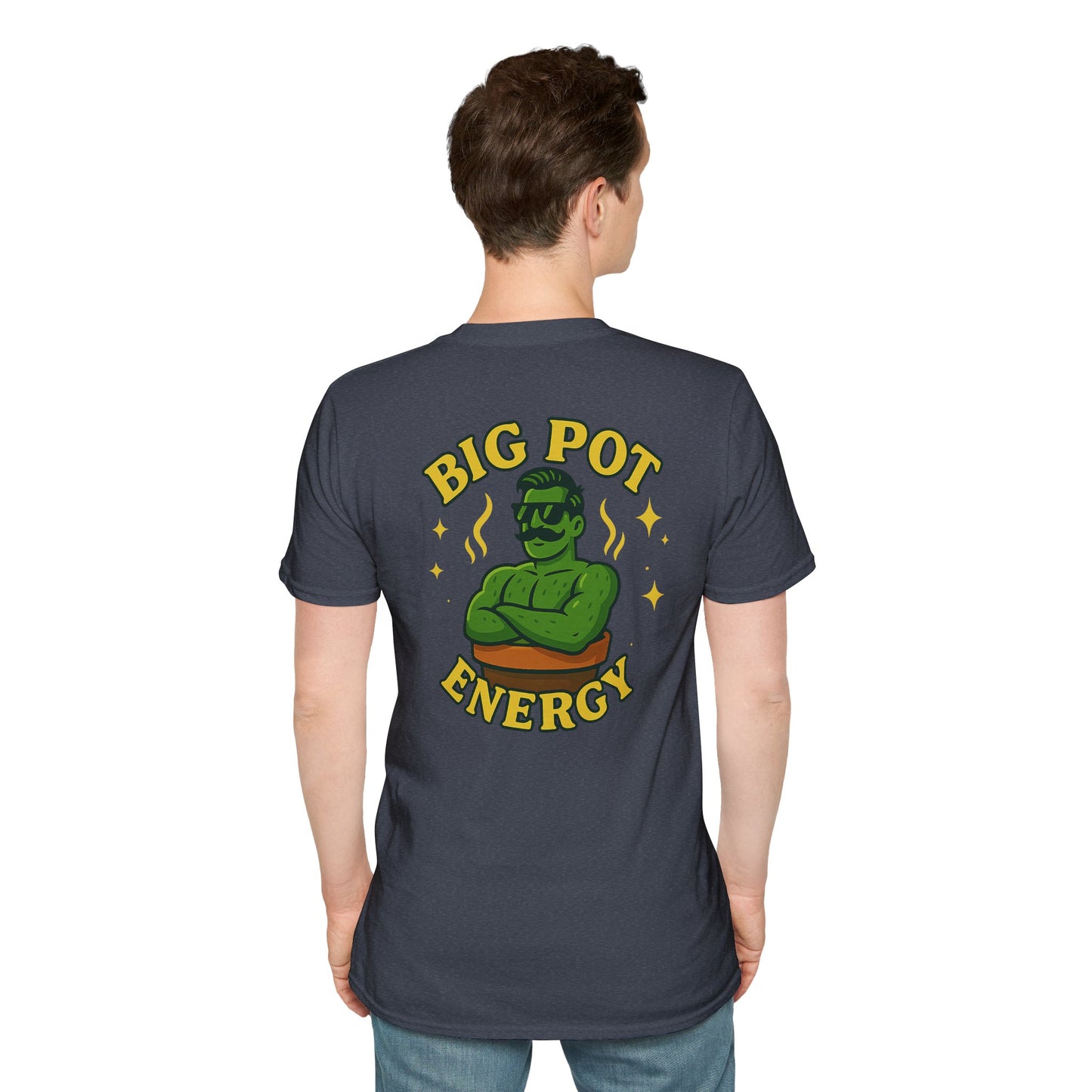 Big Pot Energy T-Shirt | Funny Plant Pot Character | 2 Sided Men's T-Shirt Plant Lover