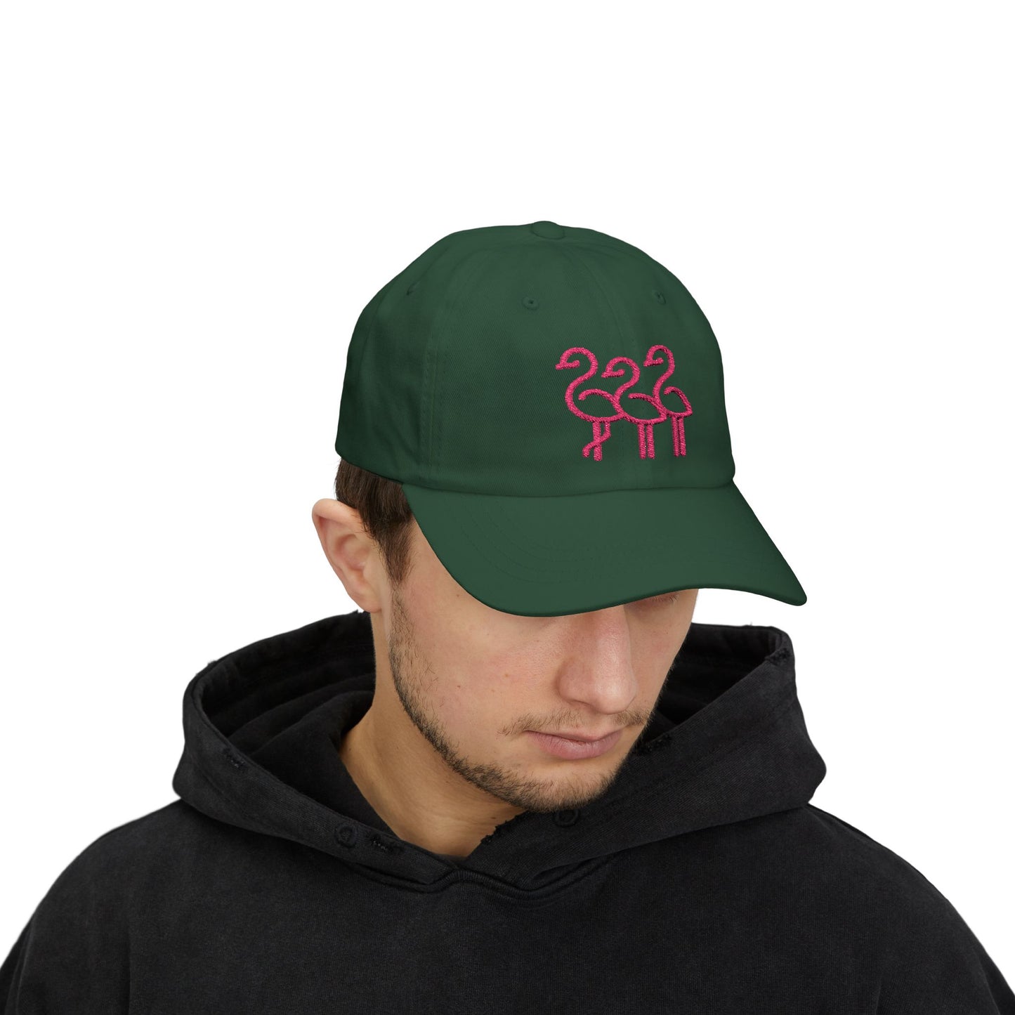 Three Pink Flamingos Dad Cap | Embroidered Flamingo Baseball Hat |Throuple Life