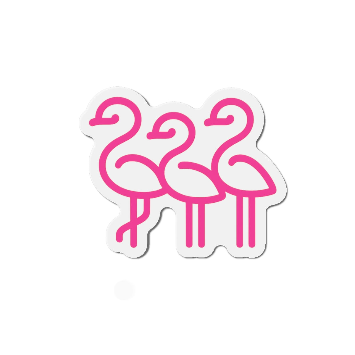 Pink Line Art Flamingo Trio Die-Cut Magnet | Cute Bird Refrigerator Magnet | Throuple Magnet Pink