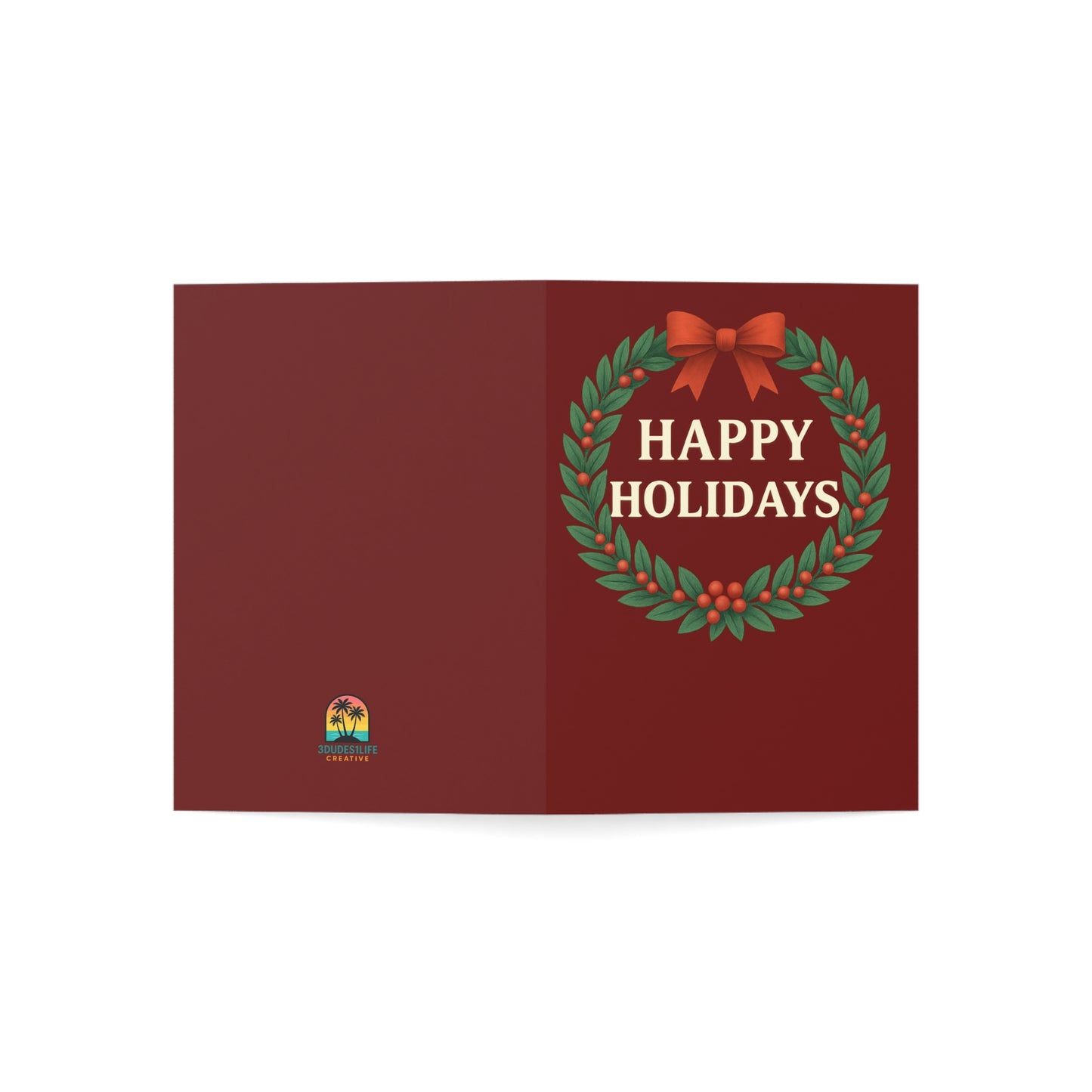 Happy Holidays wreath Greeting Card | Holiday cards set, Christmas note cards | Blank Holiday Throuple Card
