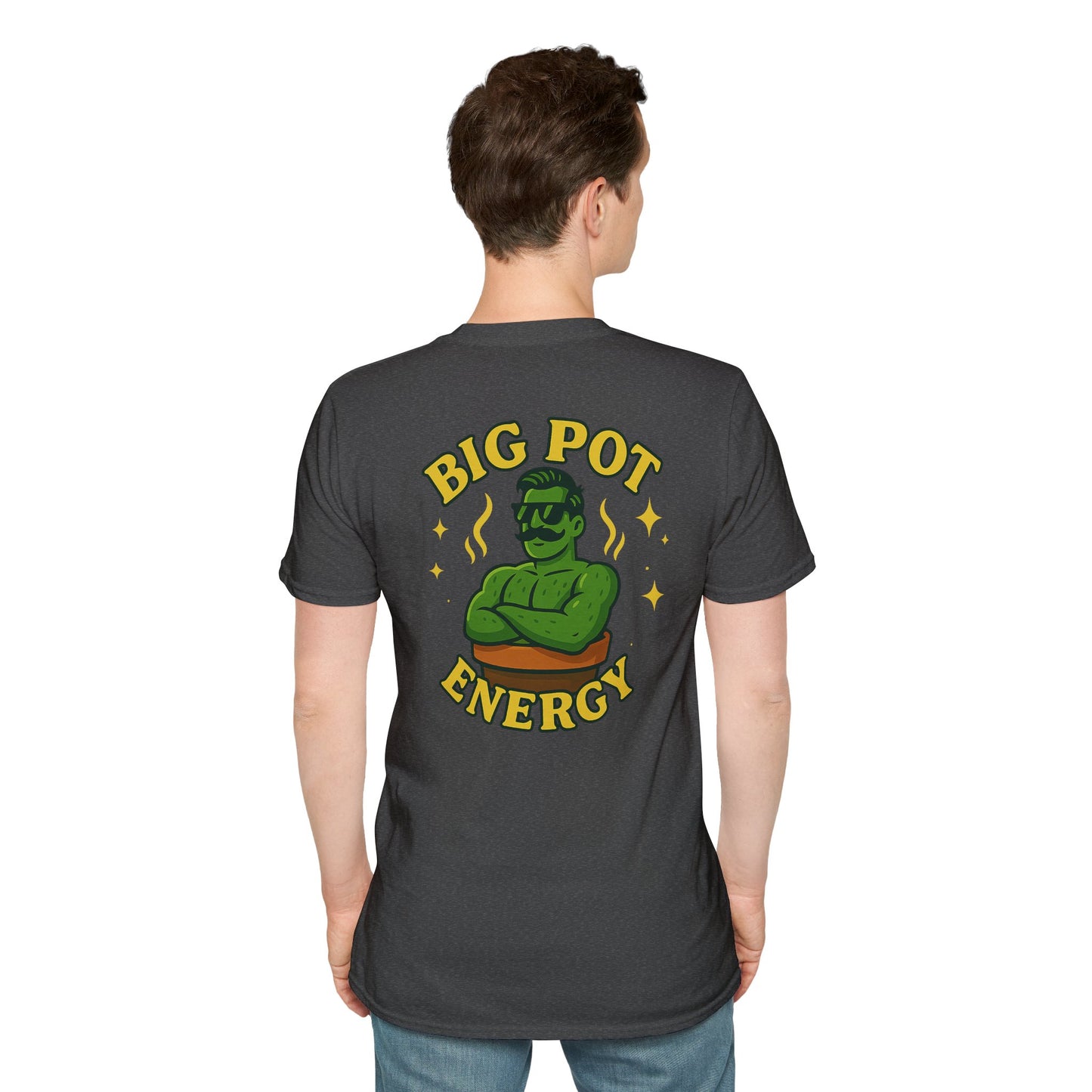 Big Pot Energy T-Shirt | Funny Plant Pot Character | 2 Sided Men's T-Shirt Plant Lover