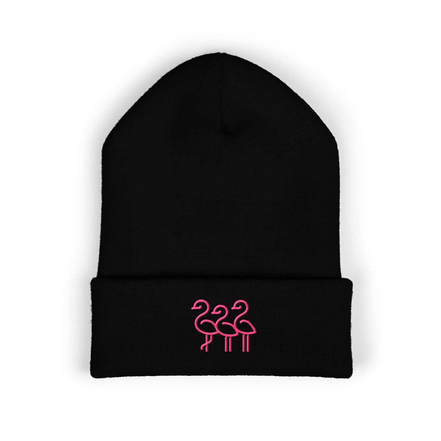 Pink Flamingo Trio Soft Beanie | Cuffed Embroidered Beanie | Throuple Gift Ideas