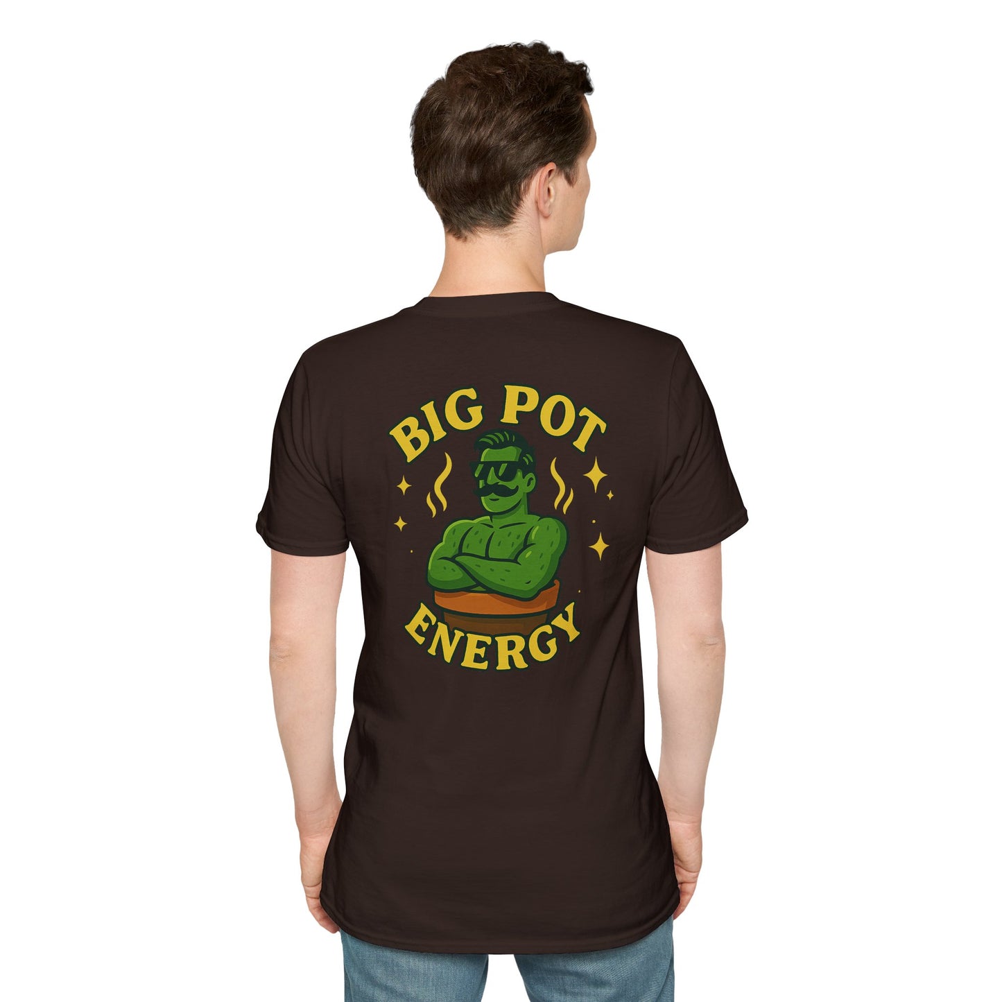 Big Pot Energy T-Shirt | Funny Plant Pot Character | 2 Sided Men's T-Shirt Plant Lover