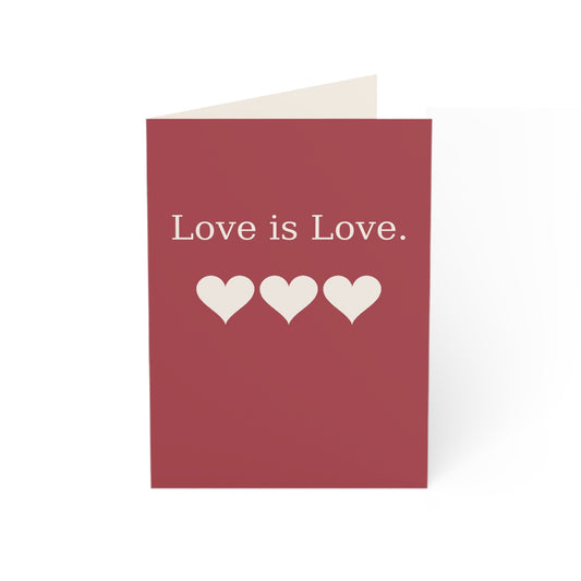 Love is Love hearts Greeting Card | Pride Anniversary Romance | Throuple Valentine's Day Card