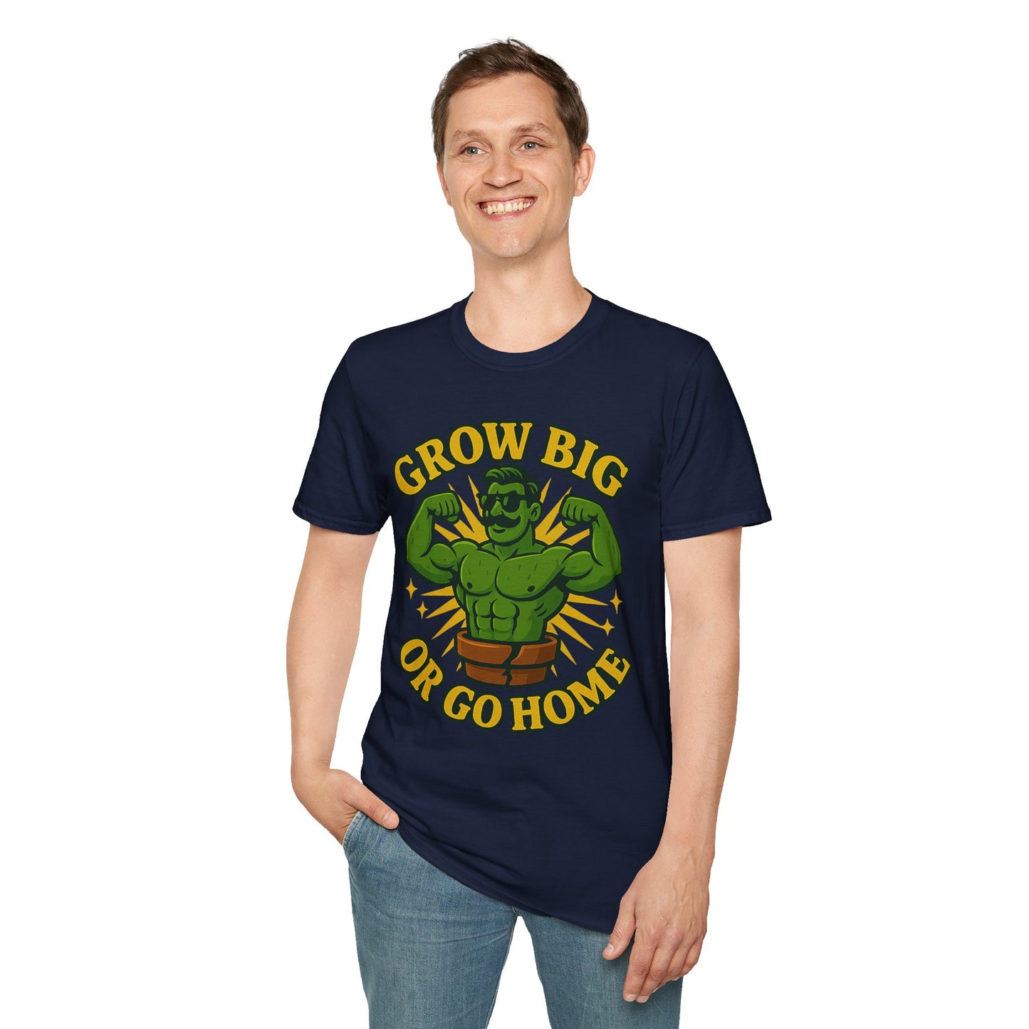 Grow Big or Go Home Plant Monster T-Shirt | Muscle Succulent Graphic Tee | Men's T-Shirt Plant Lover