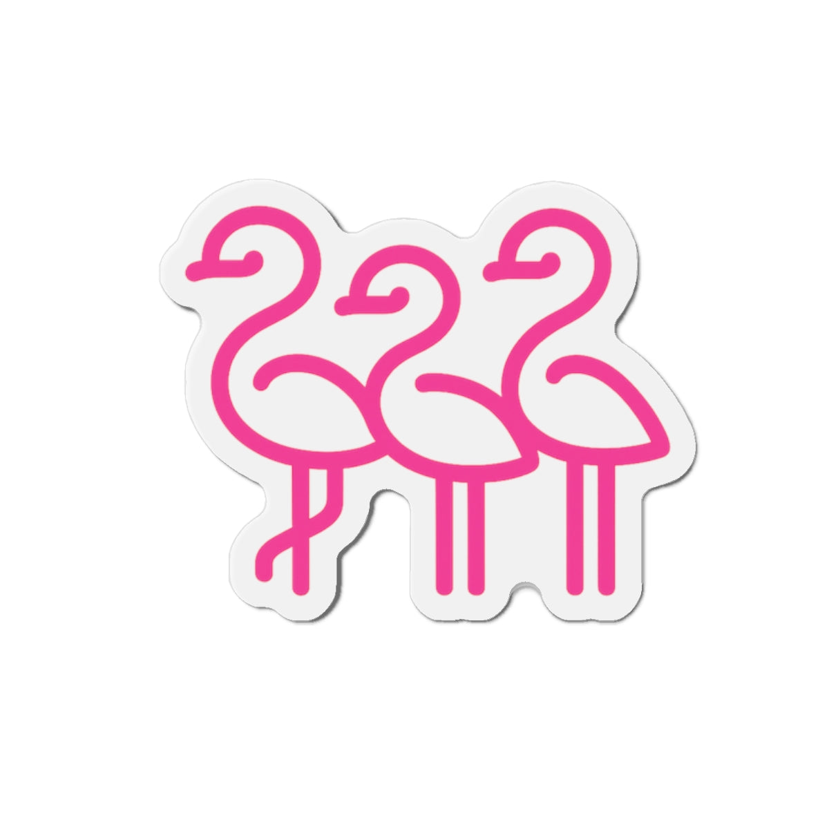 Pink Line Art Flamingo Trio Die-Cut Magnet | Cute Bird Refrigerator Magnet | Throuple Magnet Pink
