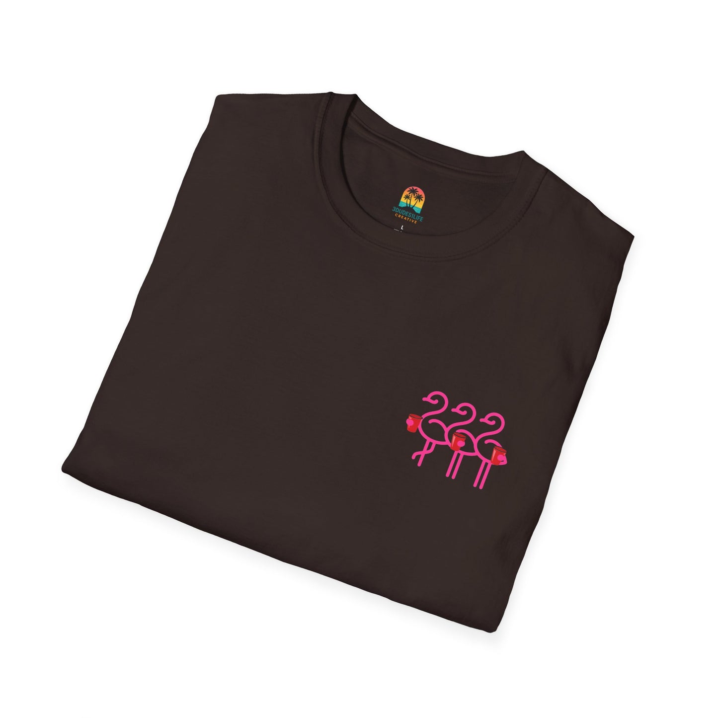 Three Pink Flamingos T-Shirt | Summer Print Shirt | Red Cup Throuple Life