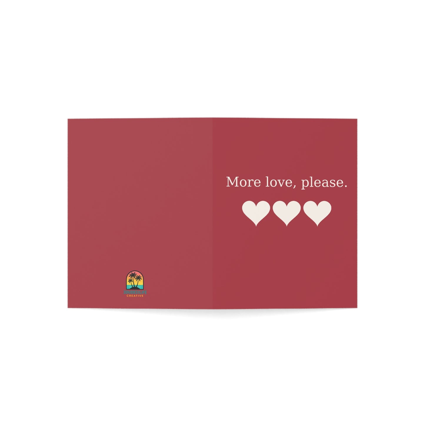 More love please Hearts Greeting Card | Romantic Valentine Note | Throuple Valentine's Day Card