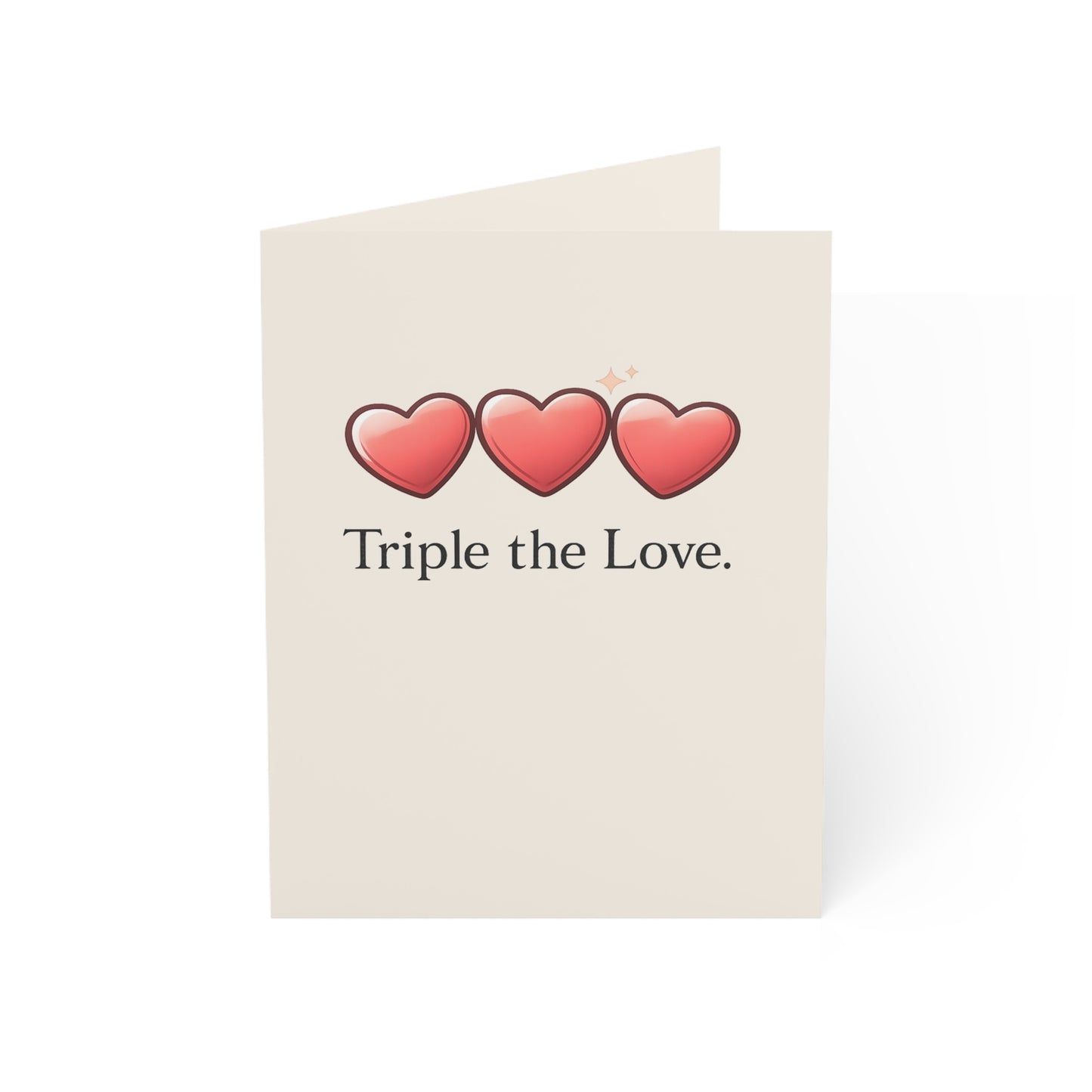 Triple the Love Hearts Greeting Card | Pride LGBTQ Celebration | Throuple Birthday Card