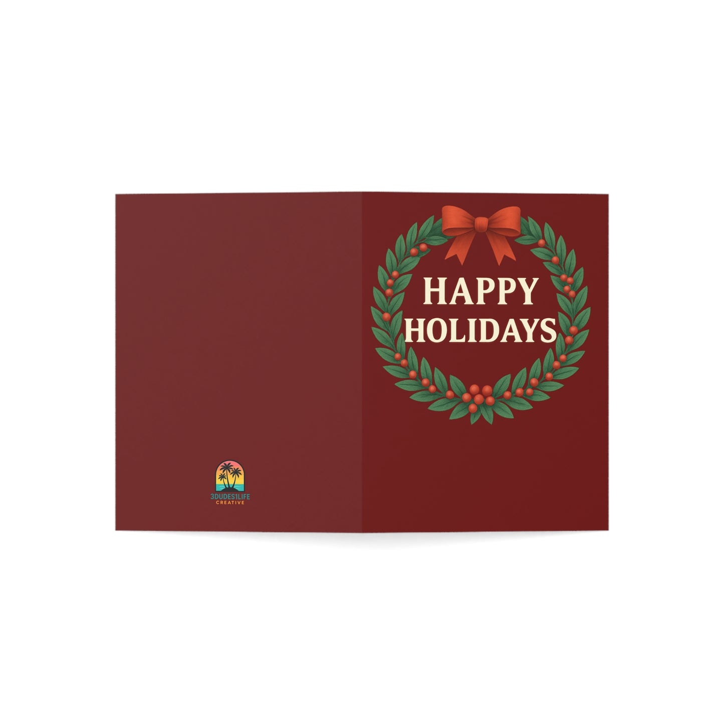 Happy Holidays wreath Greeting Card | Holiday cards set, Christmas note cards | Blank Holiday Throuple Card