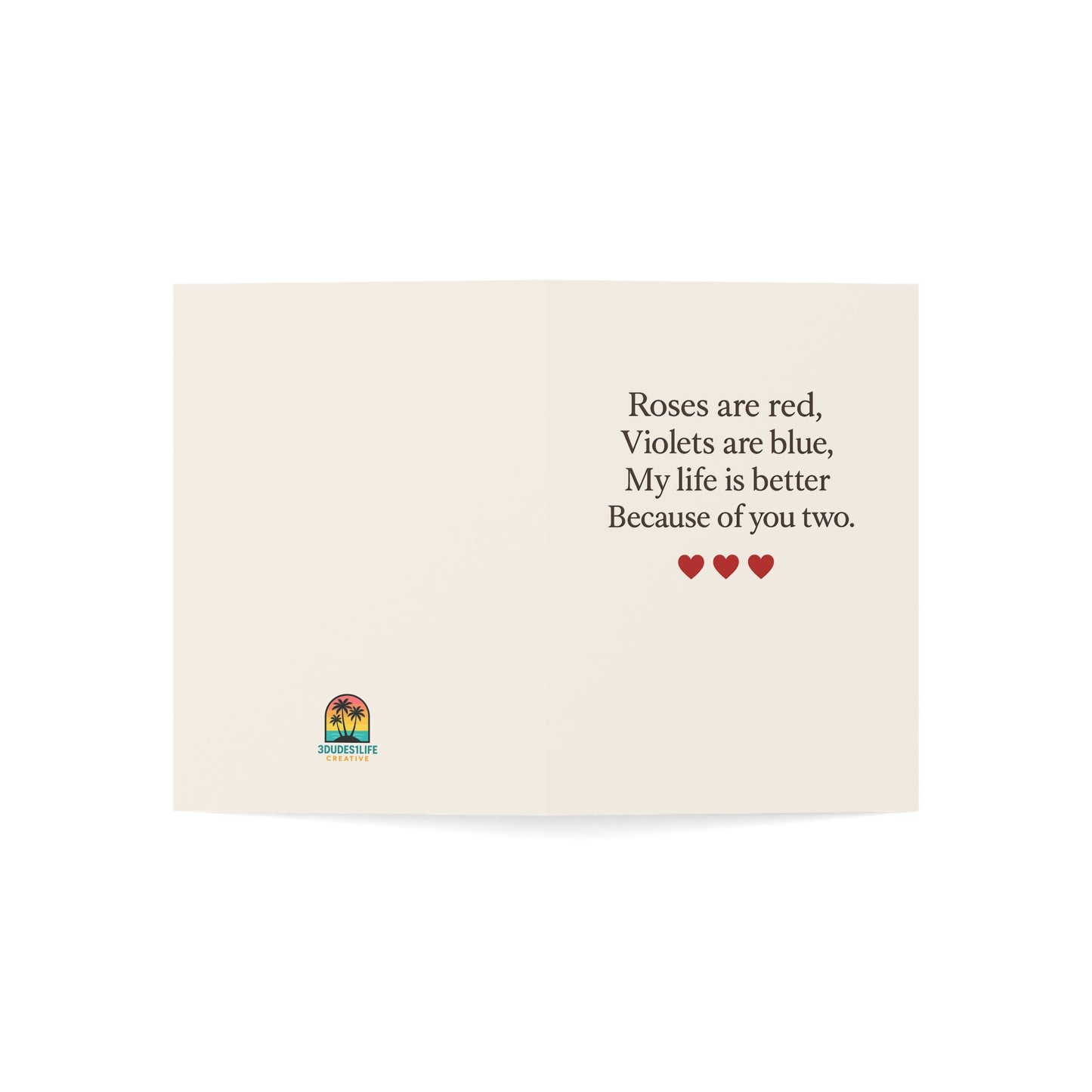 Roses are red poem Greeting Card | Romantic Anniversary Note, Pack Options | Throuple Valentine's Day Card