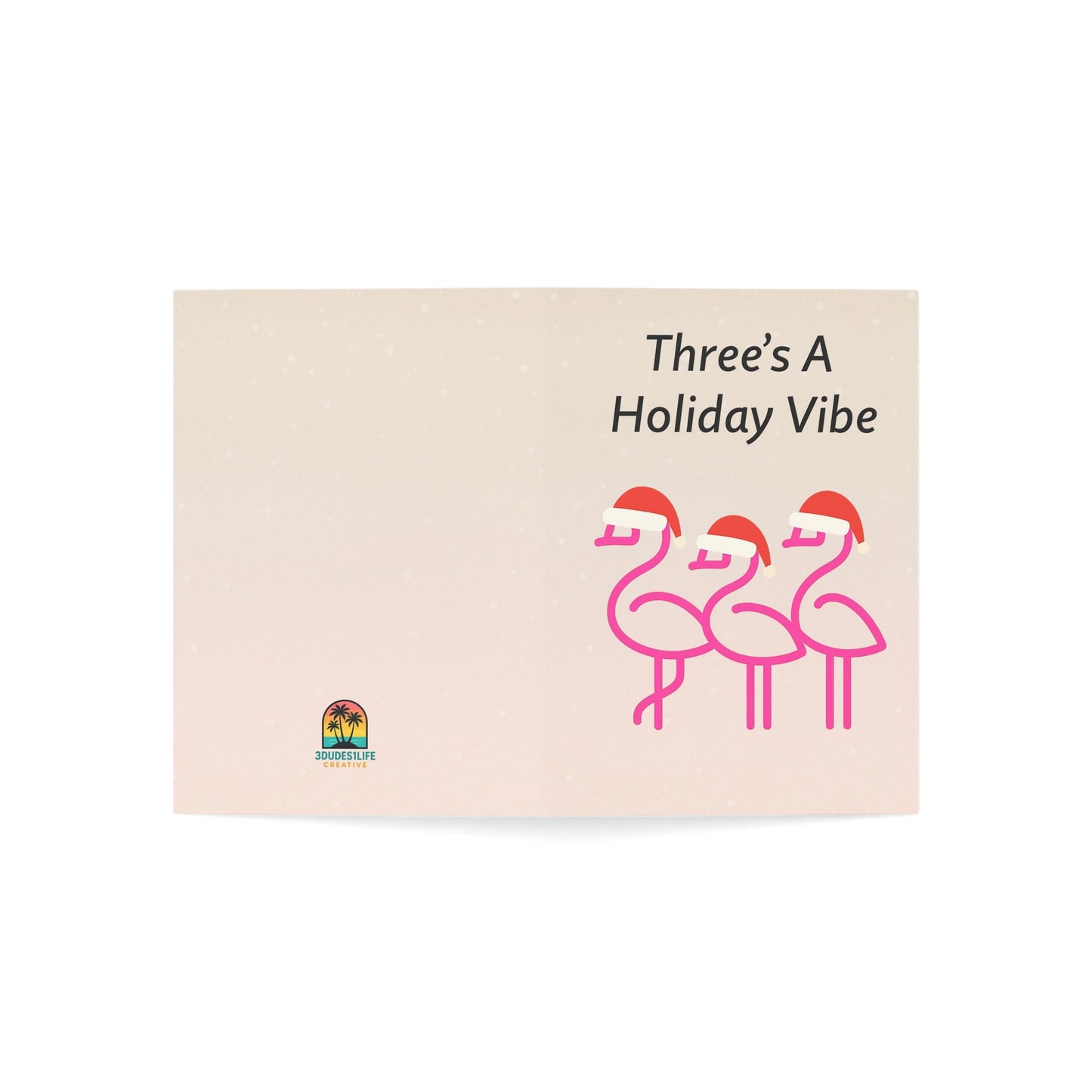Three's A Holiday Vibe flamingo Christmas Greeting Card | Throuple Holiday Cards