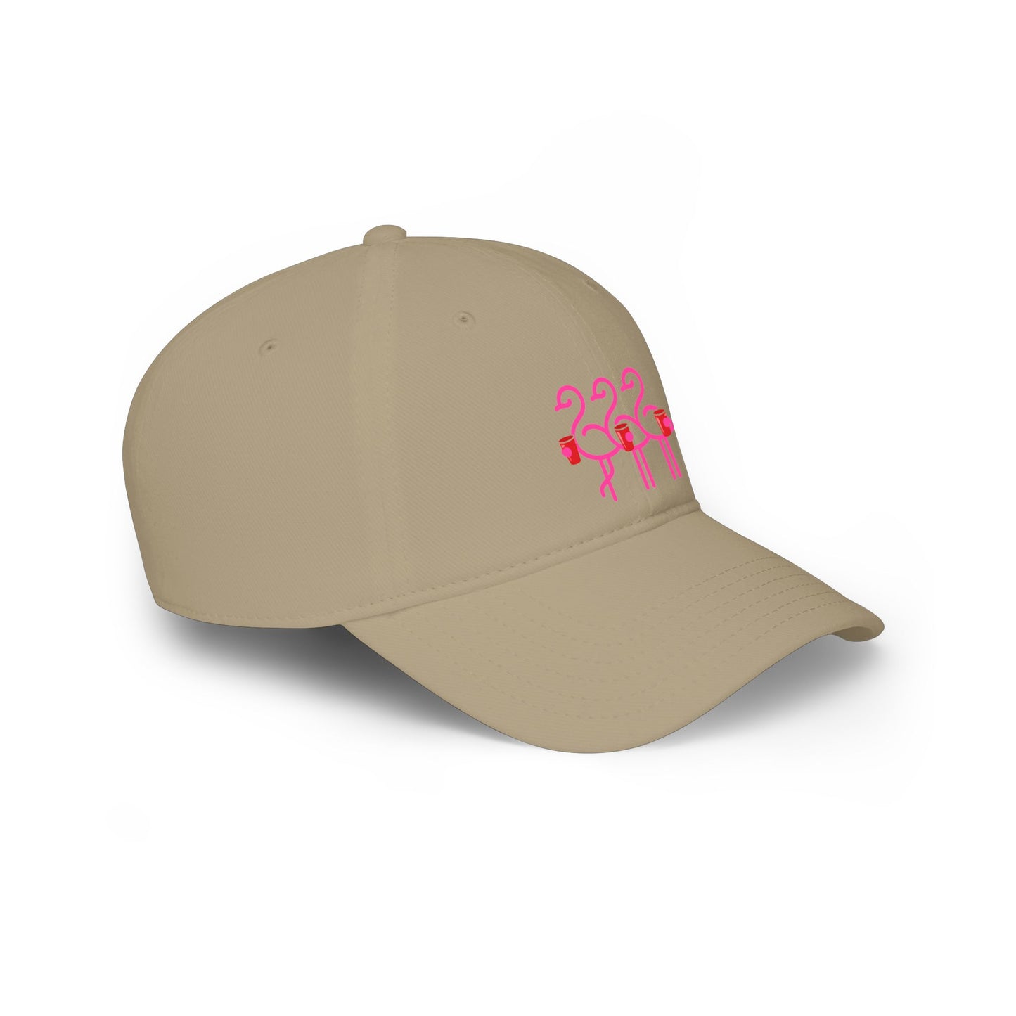 Three Pink Flamingos Baseball Cap | Tropical Bird Embroidery | Red Cup Throuple Life
