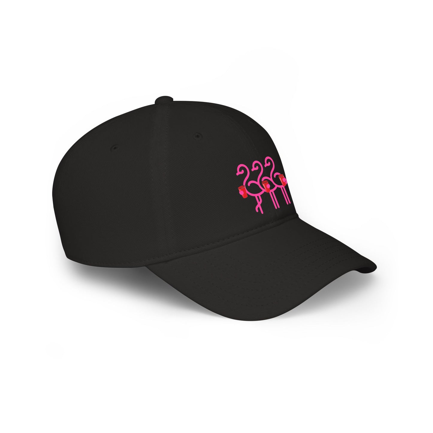 Three Pink Flamingos Baseball Cap | Tropical Bird Embroidery | Red Cup Throuple Life