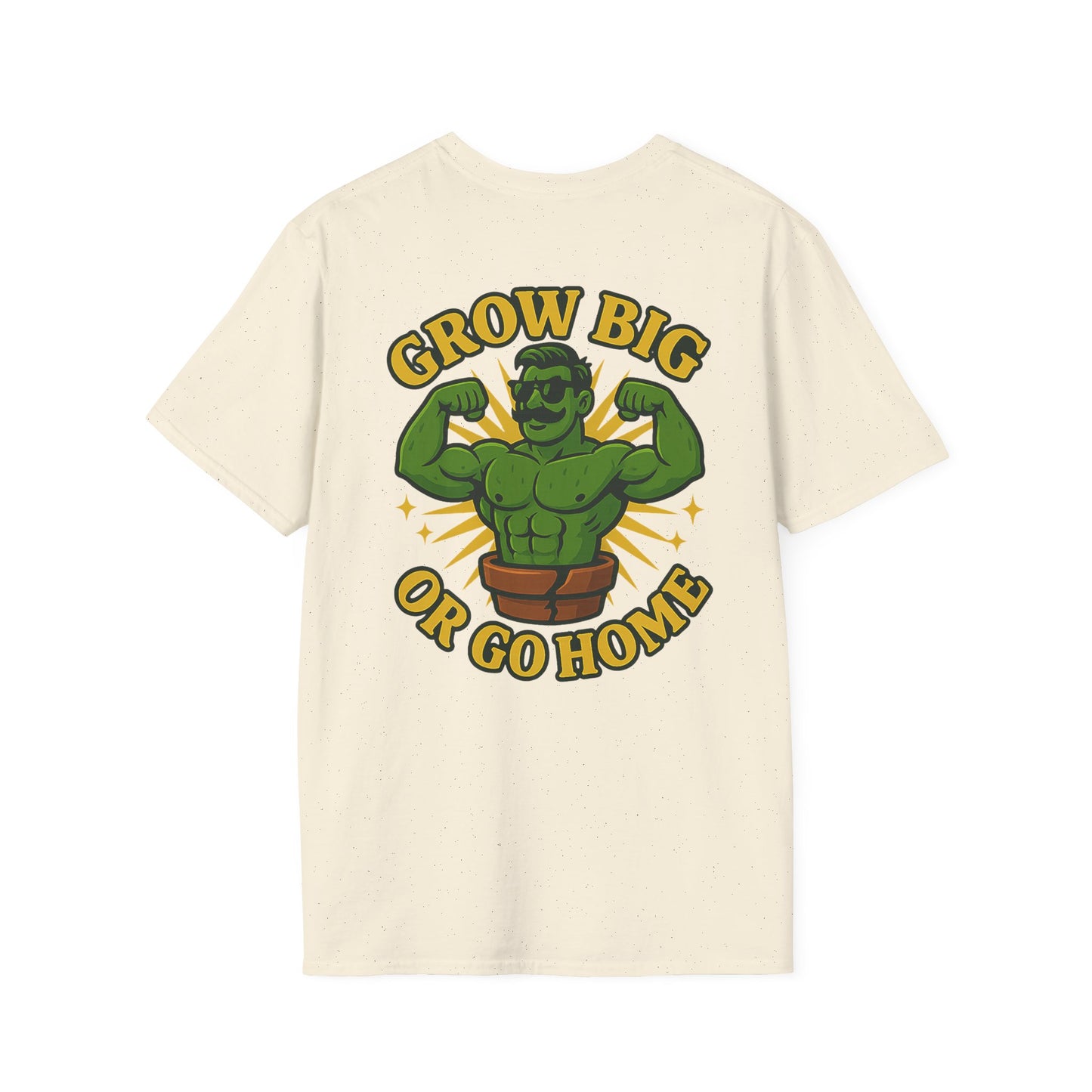 Grow Big or Go Home T-Shirt | Muscular Hulk Plant Fitness Graphic | 2 Sided Men's T-Shirt Plant Lover