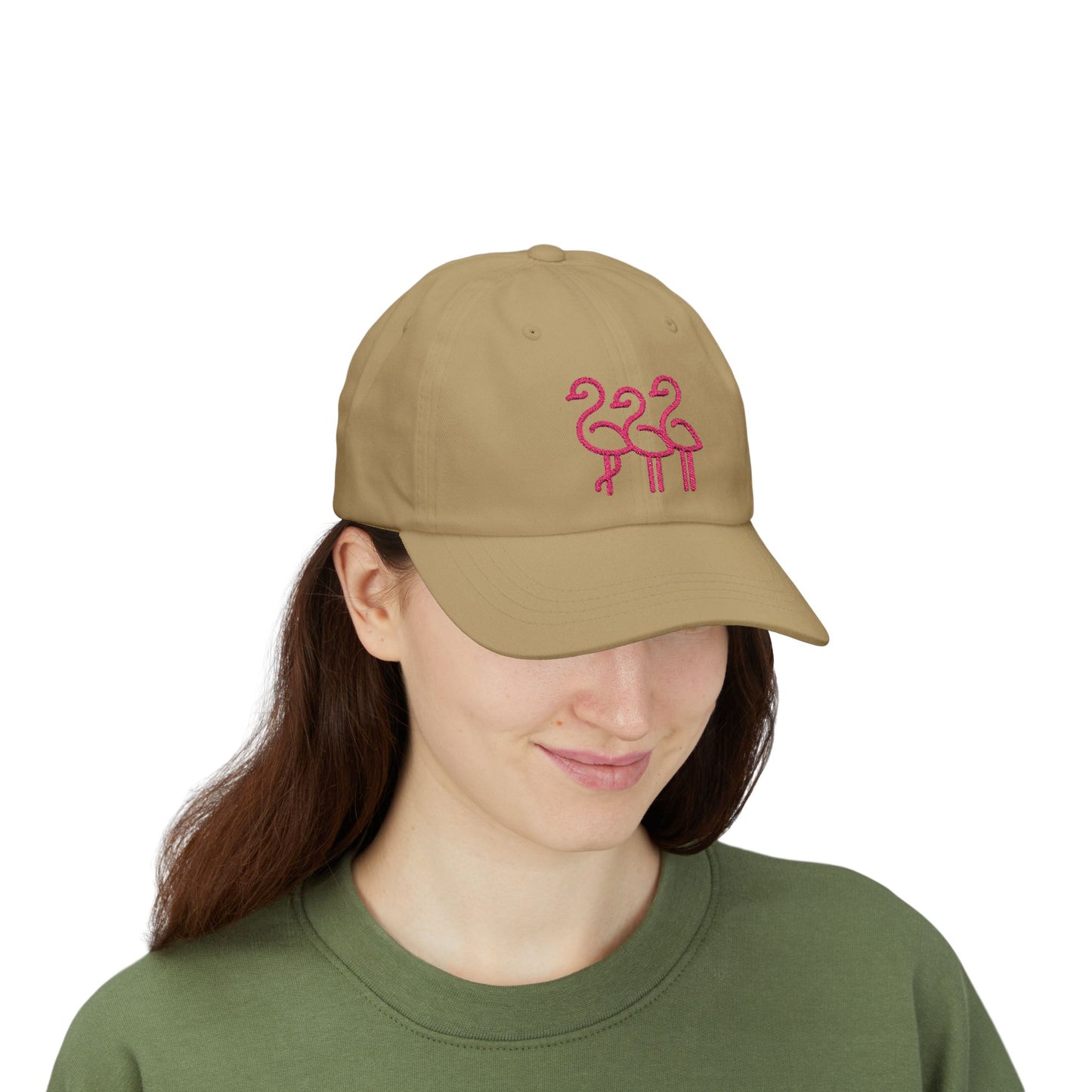 Three Pink Flamingos Dad Cap | Embroidered Flamingo Baseball Hat |Throuple Life