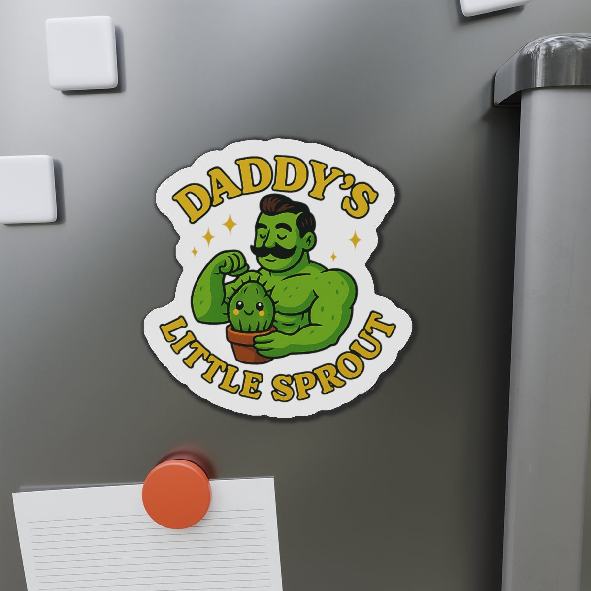 Daddy's Little Sprout Die-Cut Magnet | Plant Dad Cactus Magnet | Funny Magnet for Plant Lovers