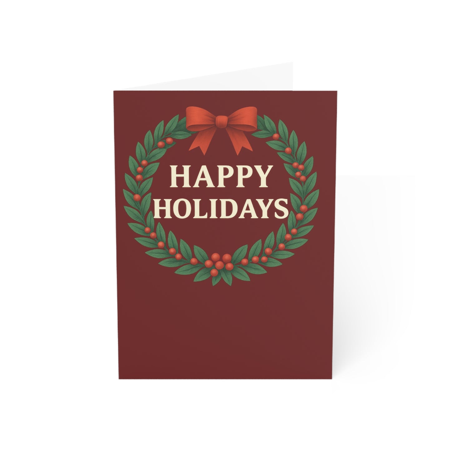 Happy Holidays wreath Greeting Card | Holiday cards set, Christmas note cards | Blank Holiday Throuple Card