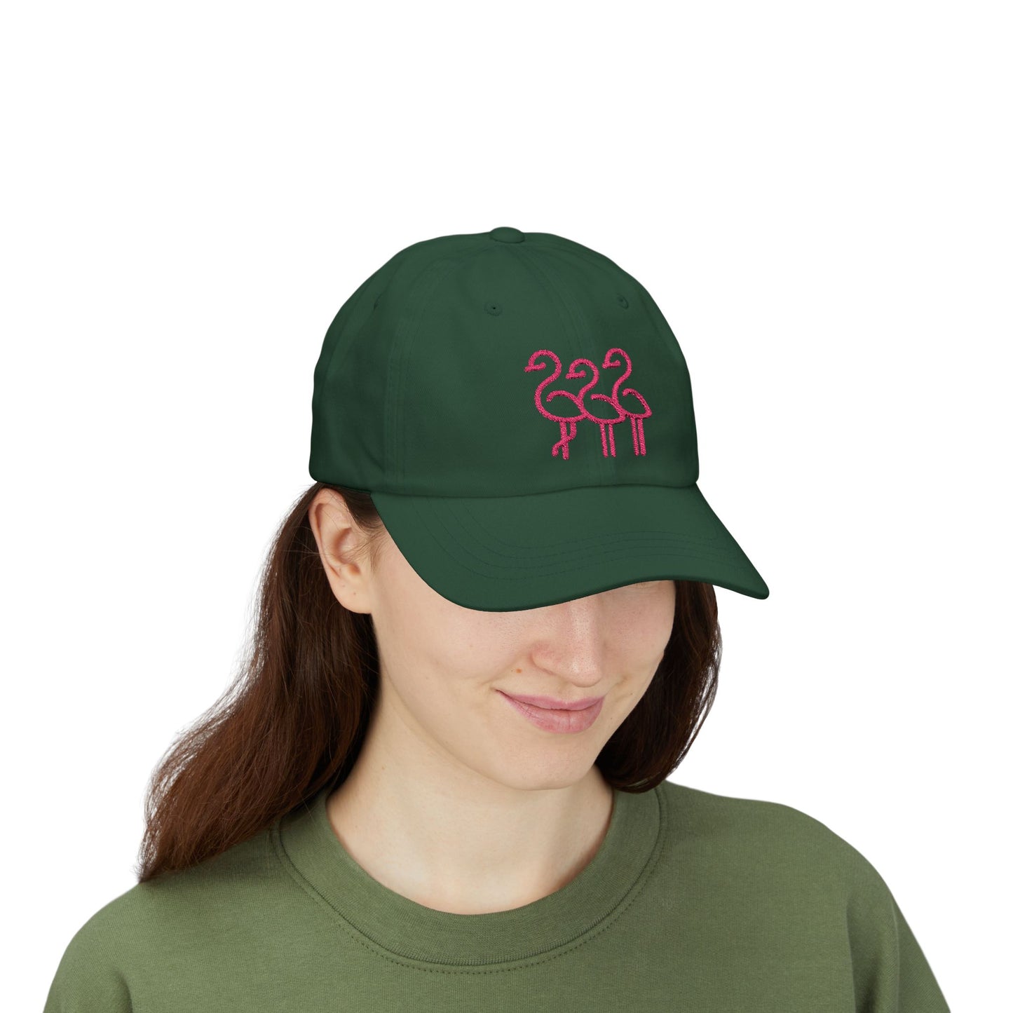 Three Pink Flamingos Dad Cap | Embroidered Flamingo Baseball Hat |Throuple Life