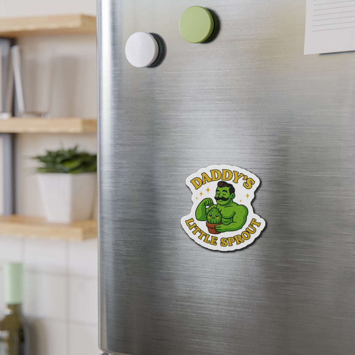 Daddy's Little Sprout Die-Cut Magnet | Plant Dad Cactus Magnet | Funny Magnet for Plant Lovers