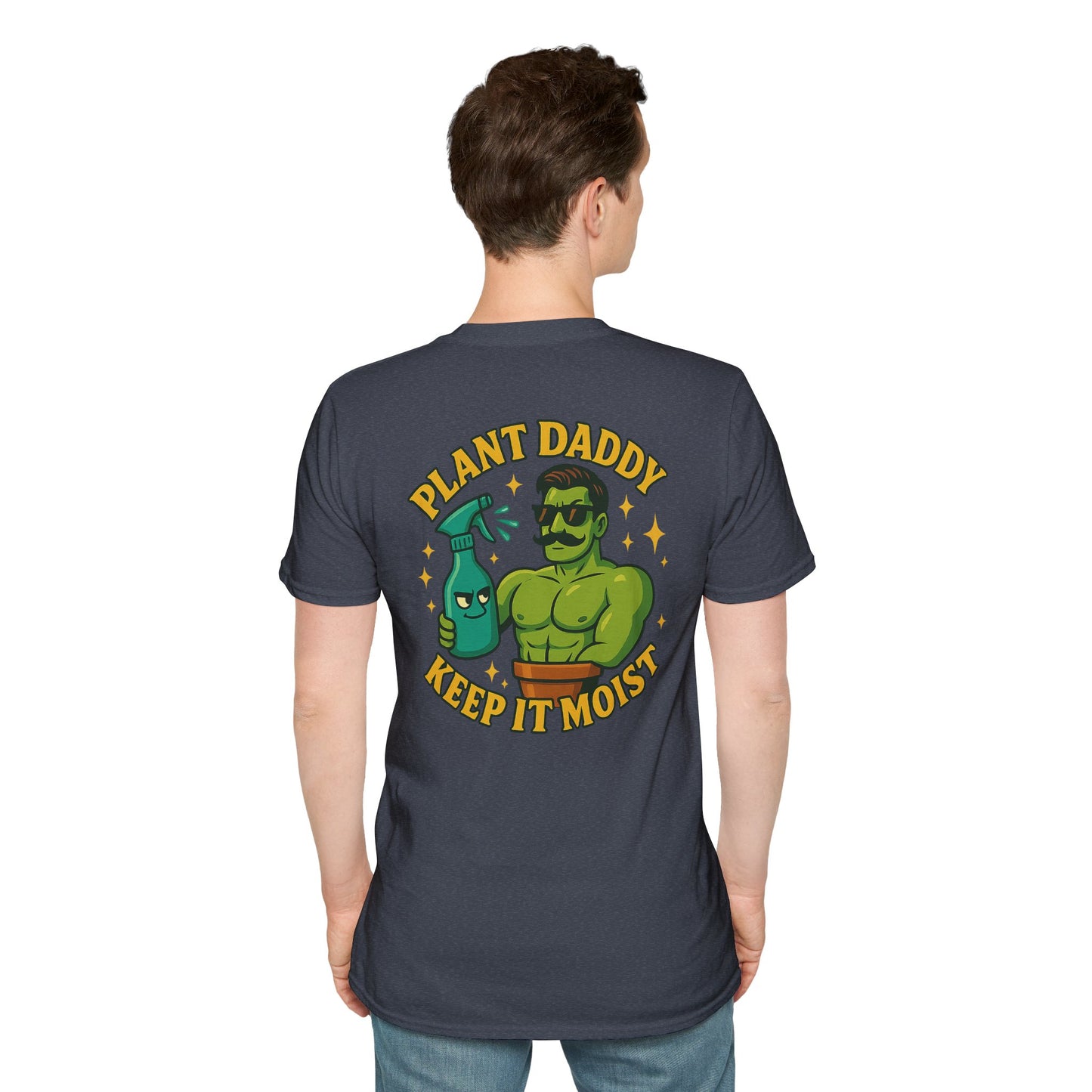 Plant Daddy Keep It Moist T-Shirt | Plant Care Humorous Graphic Tee | 2 Sided Men's T-Shirt Plant Lover