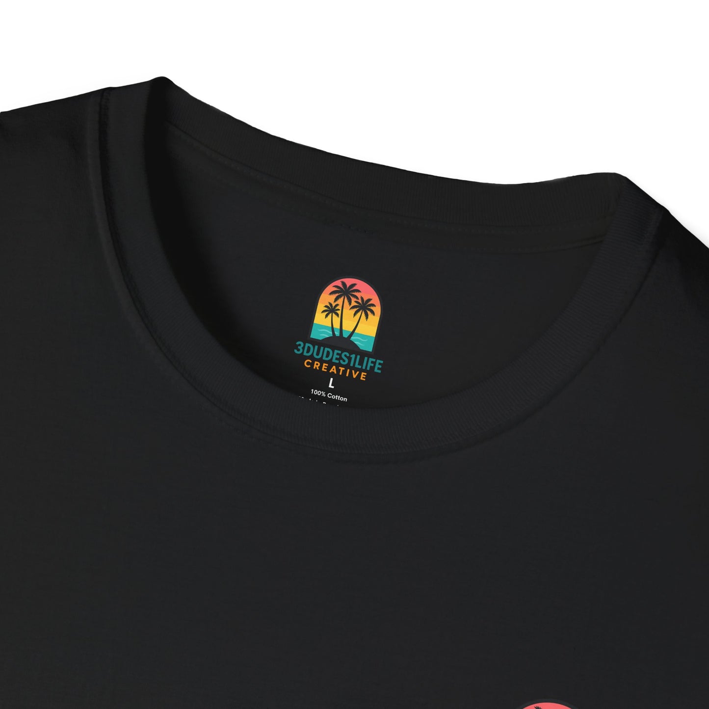 Pink Flamingo Trio T-Shirt | Small Chest Logo, Back Graphic | Throuple Shirt