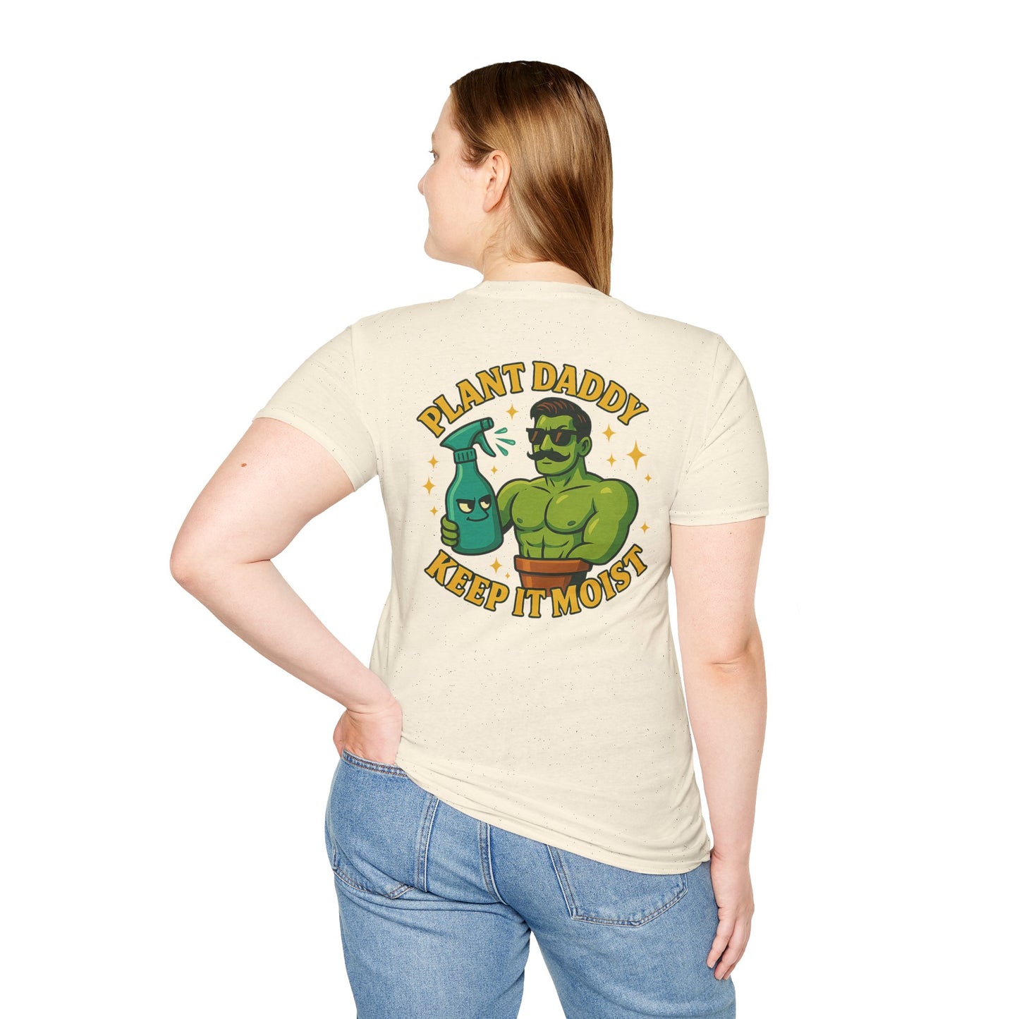Plant Daddy Keep It Moist T-Shirt | Plant Care Humorous Graphic Tee | 2 Sided Men's T-Shirt Plant Lover