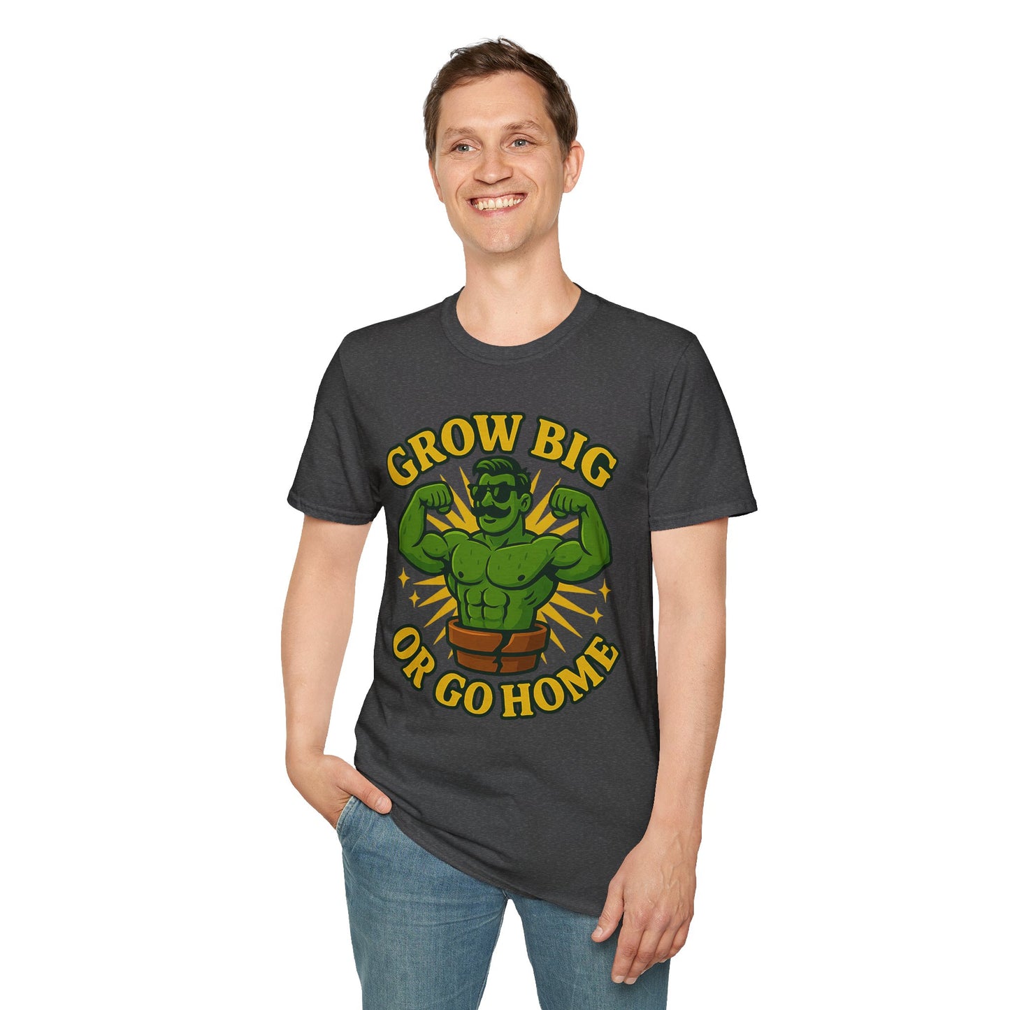Grow Big or Go Home Plant Monster T-Shirt | Muscle Succulent Graphic Tee | Men's T-Shirt Plant Lover