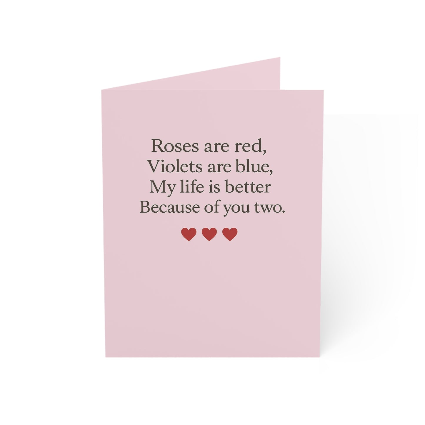 Roses are red poem Greeting Card | Pink card with hearts | Throuple Valentine's Day Card
