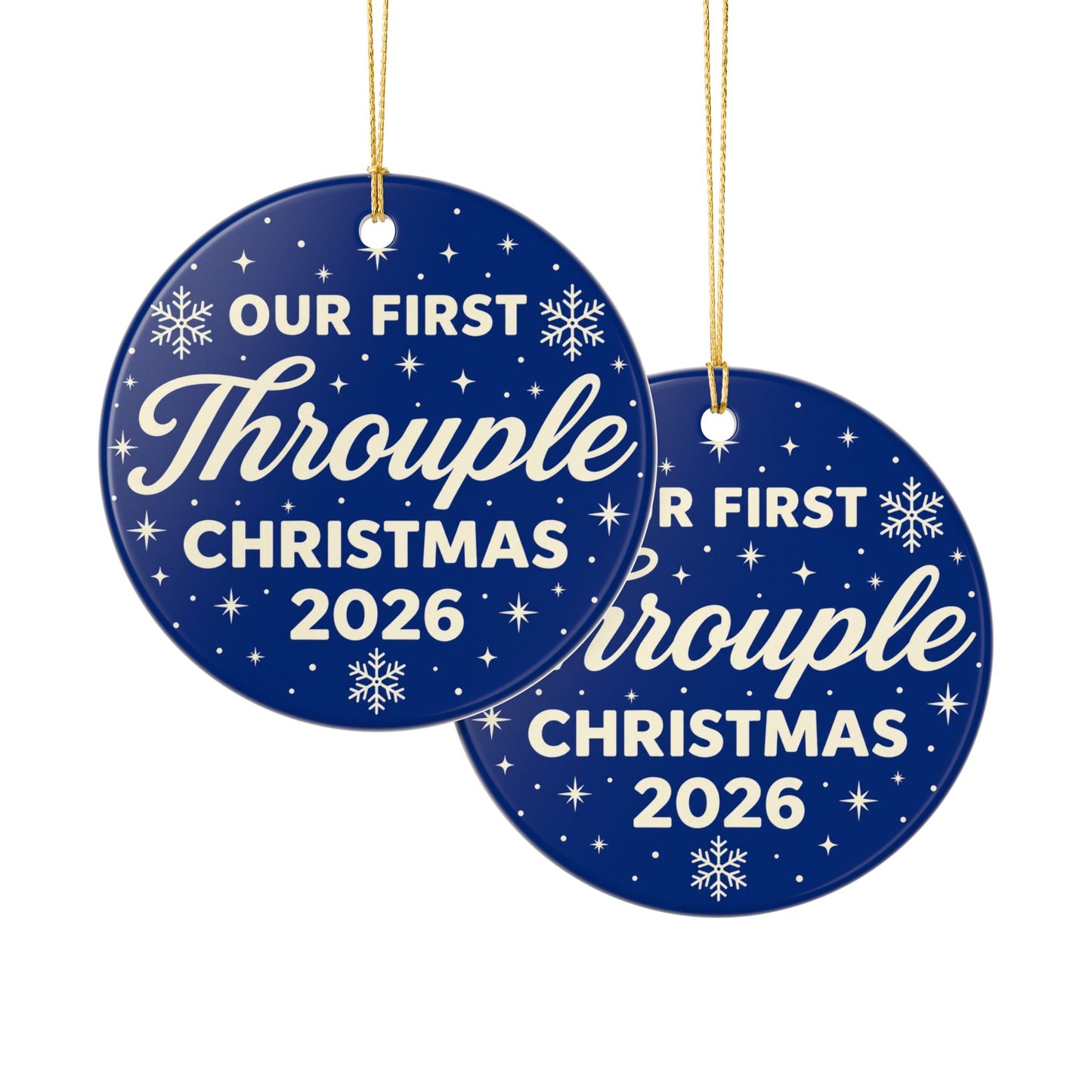 Our First Throuple Christmas 2026 Ornament | Blue Ceramic Ornament | Polyamory Christmas Gift | LGBTQ+ Holiday Keepsake