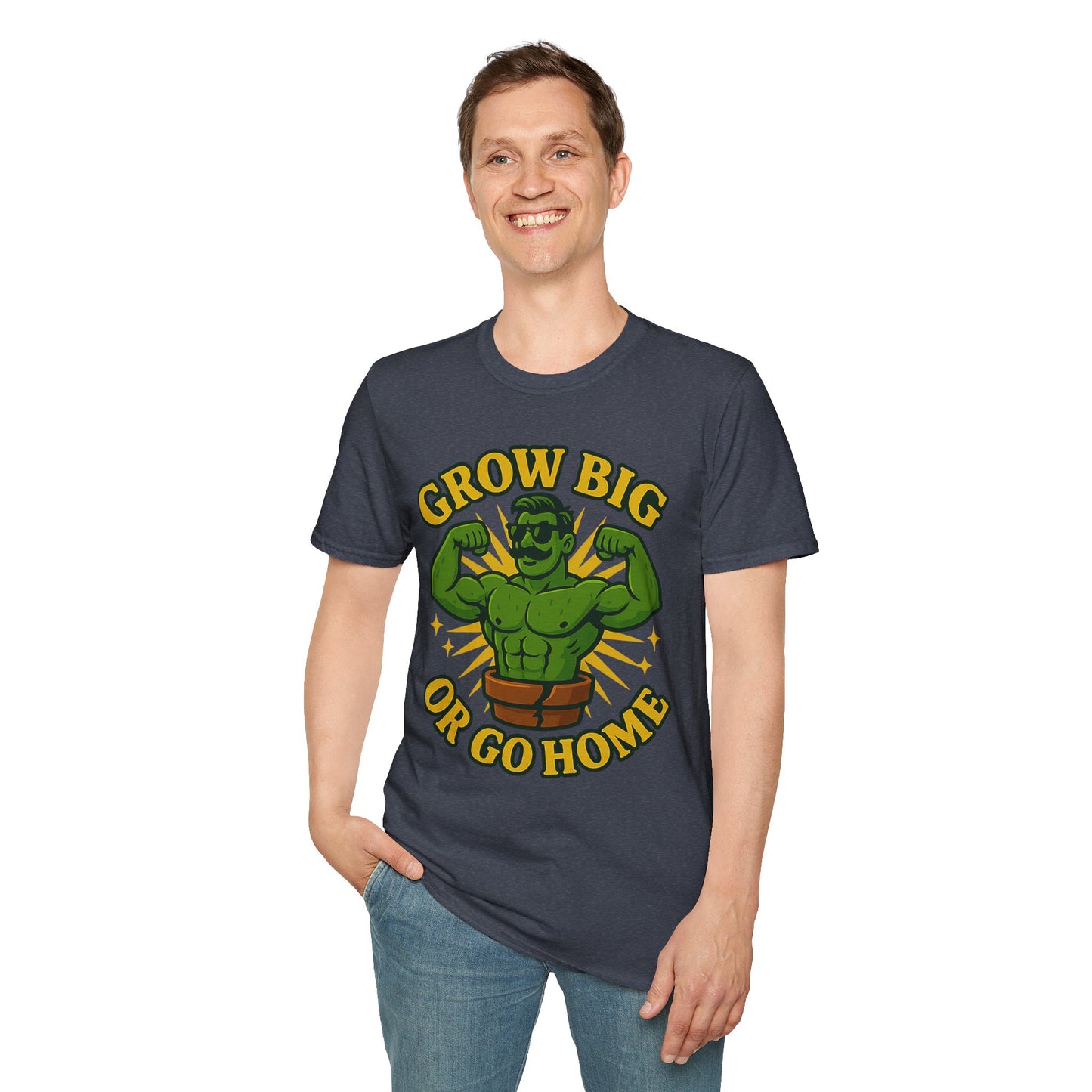 Grow Big or Go Home Plant Monster T-Shirt | Muscle Succulent Graphic Tee | Men's T-Shirt Plant Lover