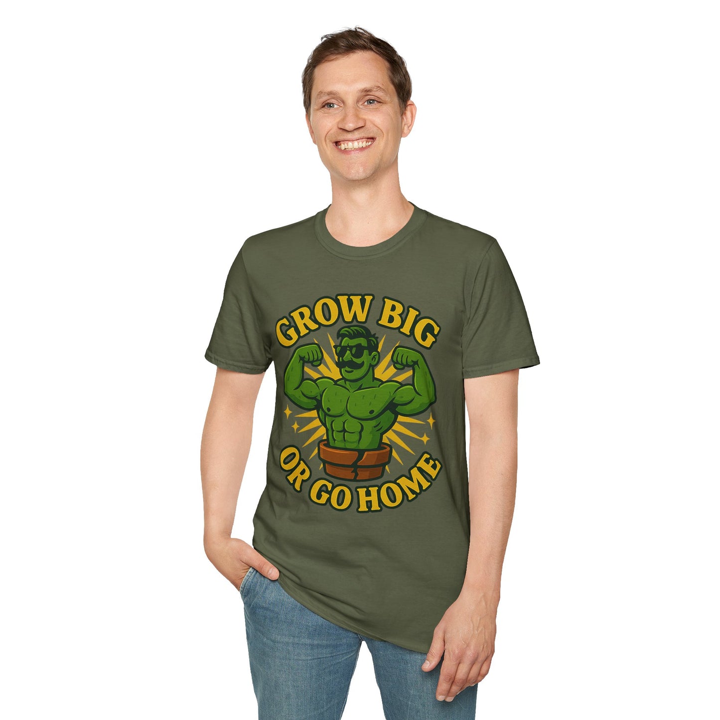 Grow Big or Go Home Plant Monster T-Shirt | Muscle Succulent Graphic Tee | Men's T-Shirt Plant Lover