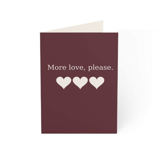 More Love Please hearts Greeting Card | Happy Valentine's Day Inside, Pack Options | Throuple Valentine's Day Card