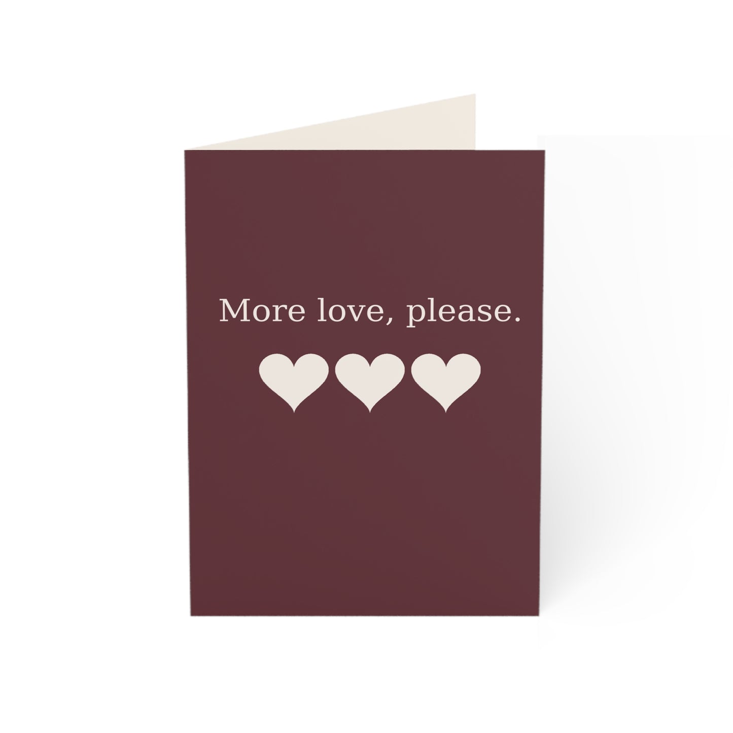 More Love Please hearts Greeting Card | Happy Valentine's Day Inside, Pack Options | Throuple Valentine's Day Card