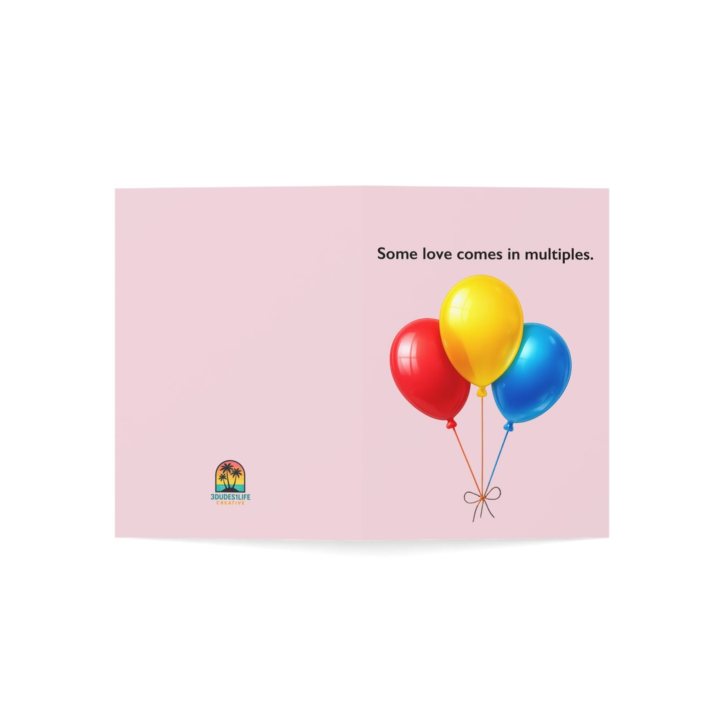 Some Love Comes in Multiples balloon illustration Greeting Card | Throuple Birthday Card | LGBTQ Celebration