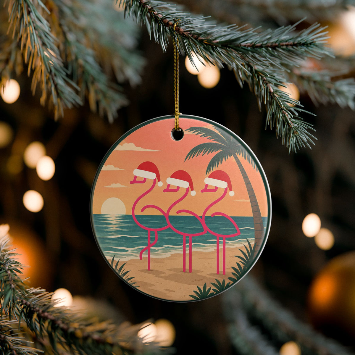 Throuple Christmas Ornament | Flamingo Trio Holiday Ornament | Tropical Christmas Decor | LGBTQ+ Polyamory Gift