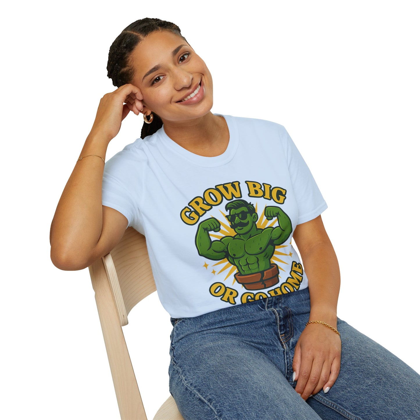 Grow Big or Go Home Plant Monster T-Shirt | Muscle Succulent Graphic Tee | Men's T-Shirt Plant Lover