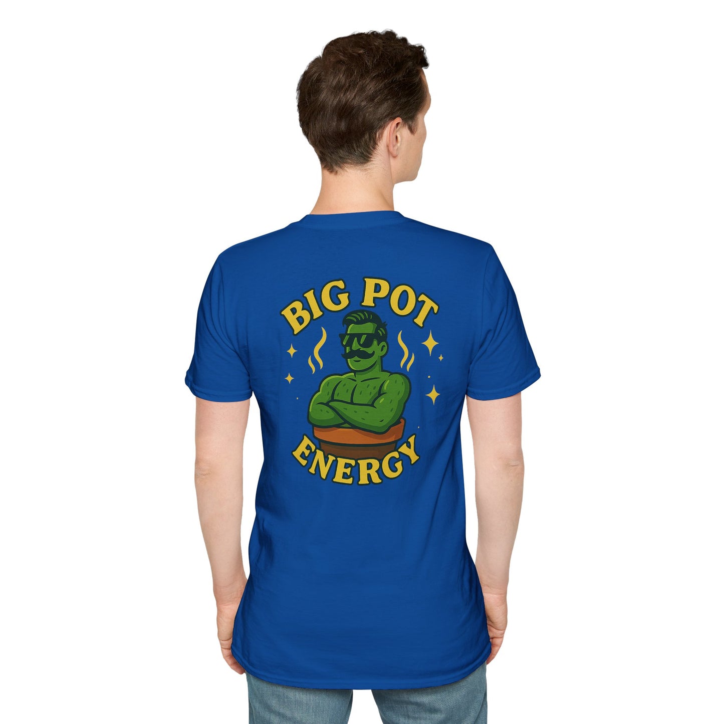 Big Pot Energy T-Shirt | Funny Plant Pot Character | 2 Sided Men's T-Shirt Plant Lover