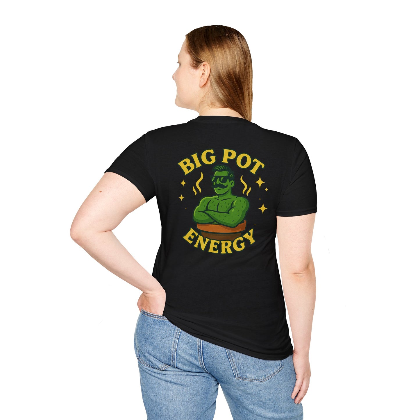 Big Pot Energy T-Shirt | Funny Plant Pot Character | 2 Sided Men's T-Shirt Plant Lover