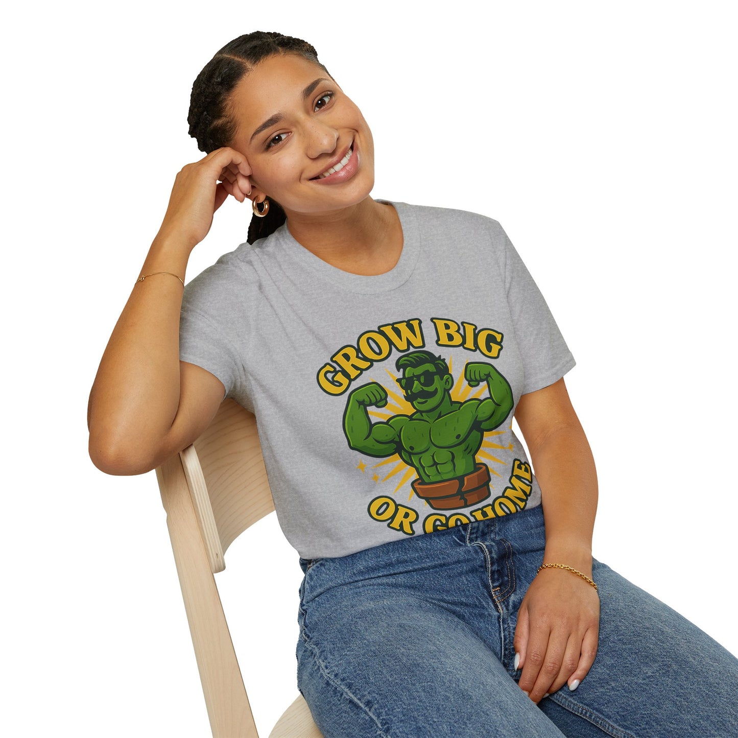 Grow Big or Go Home Plant Monster T-Shirt | Muscle Succulent Graphic Tee | Men's T-Shirt Plant Lover